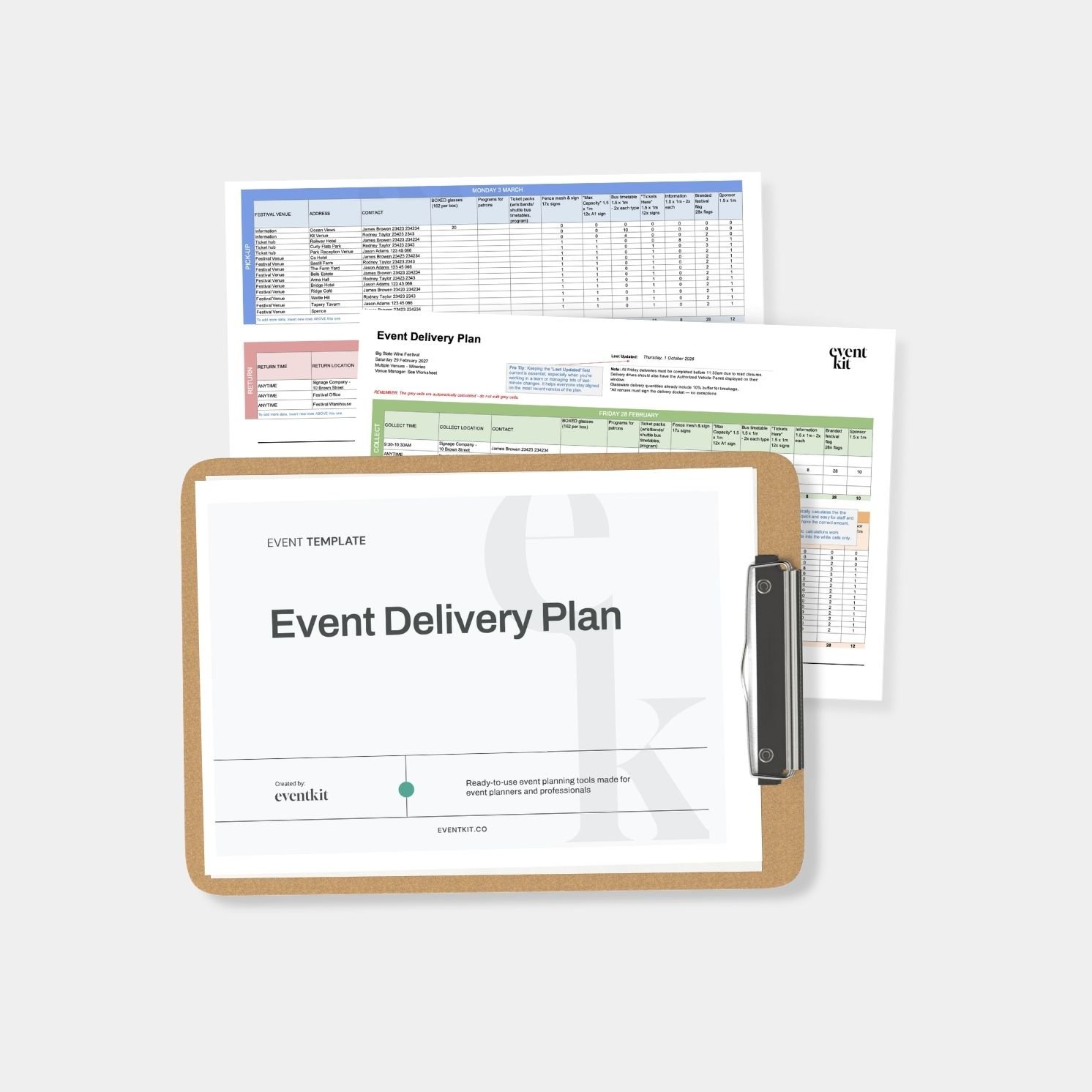 Event Day Delivery Plan Template