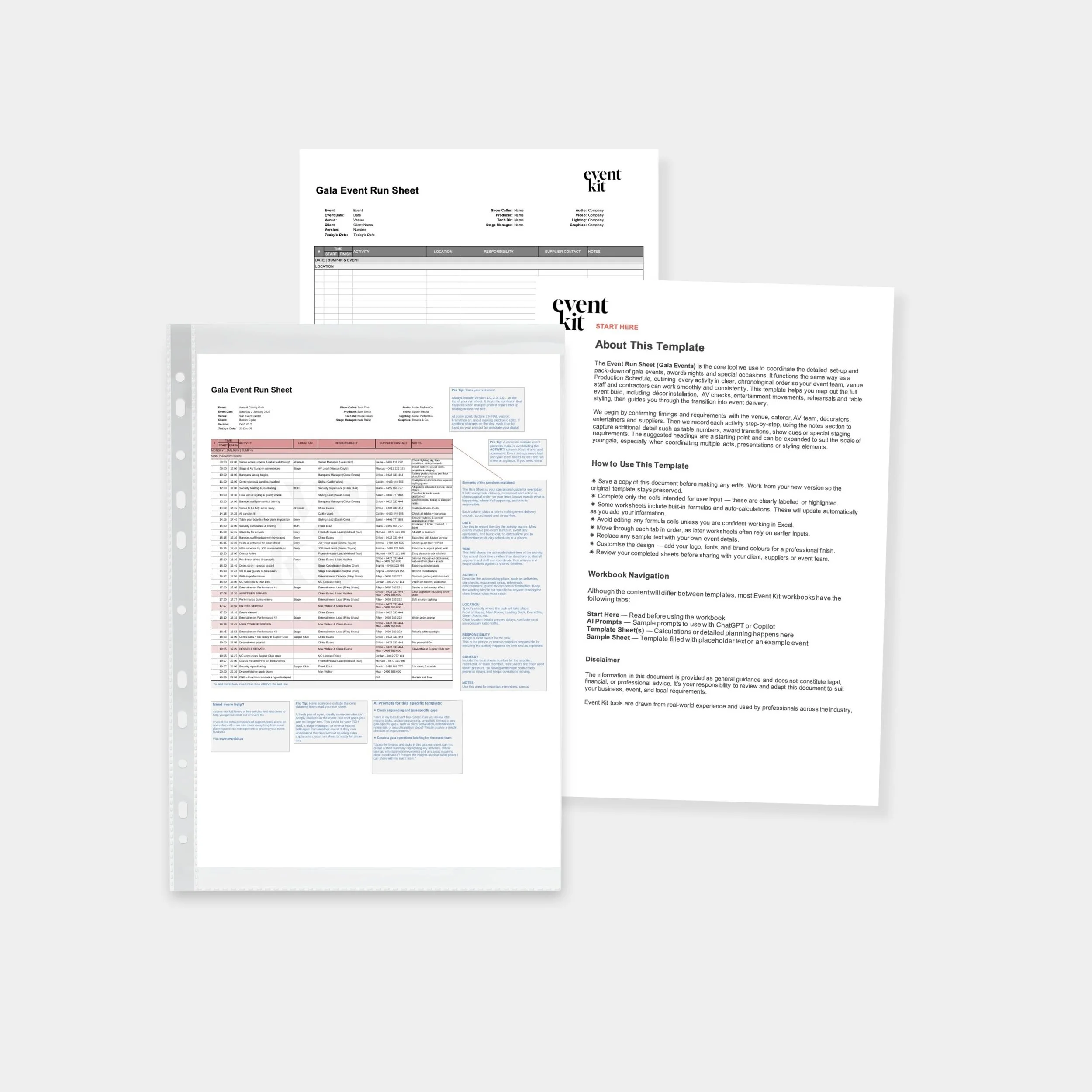 Gala Event Run Sheet Template