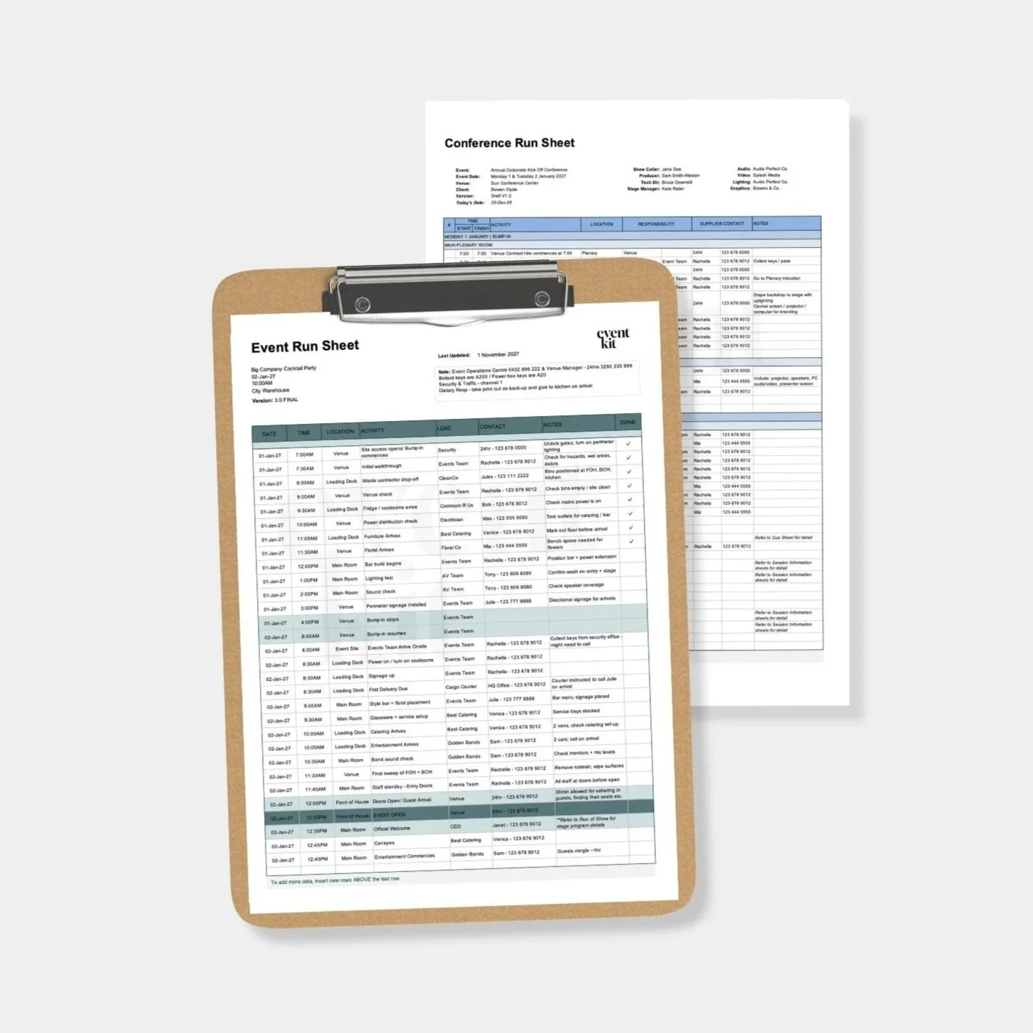Free Event Run Sheet Template Example Image