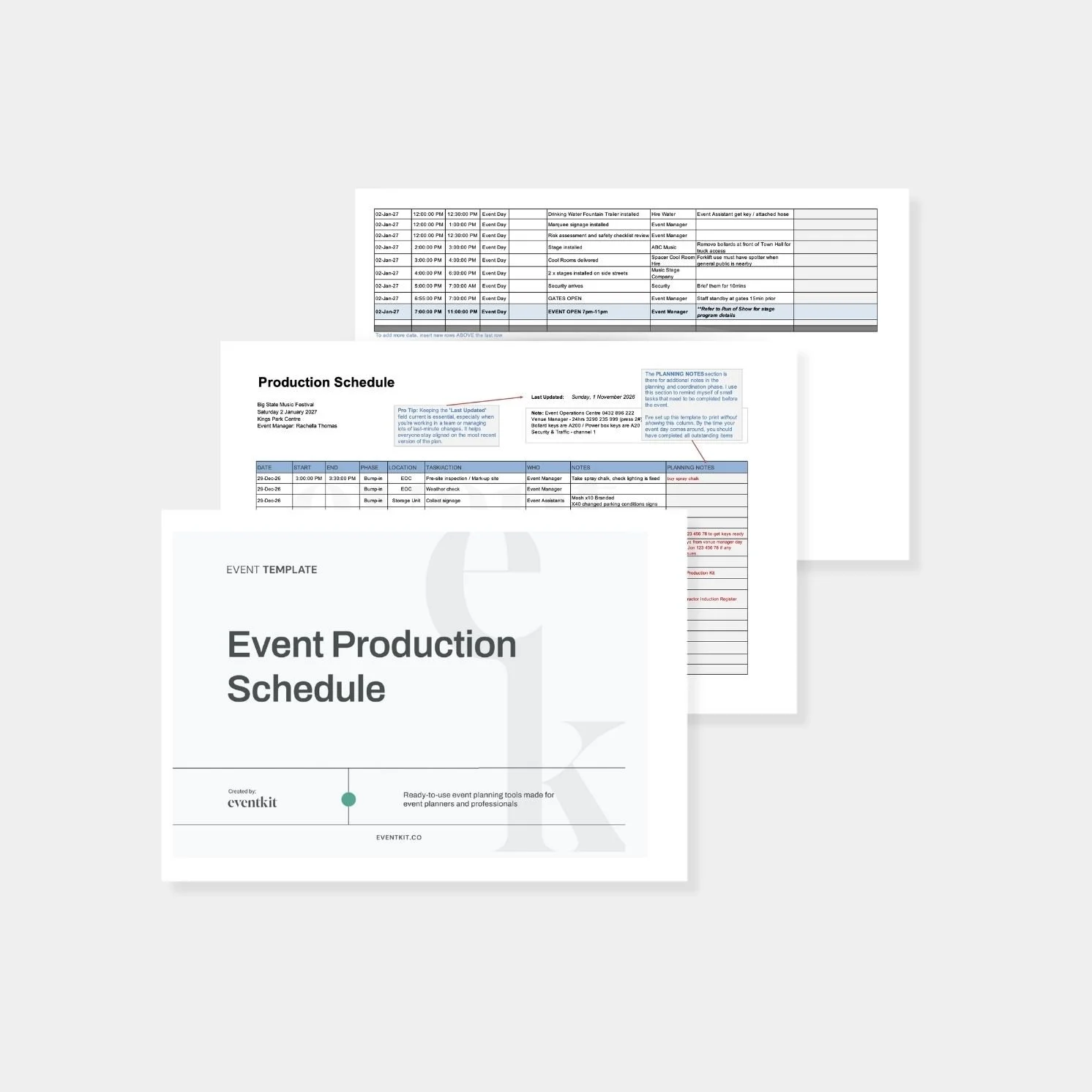 Festival Event Production Schedule Template