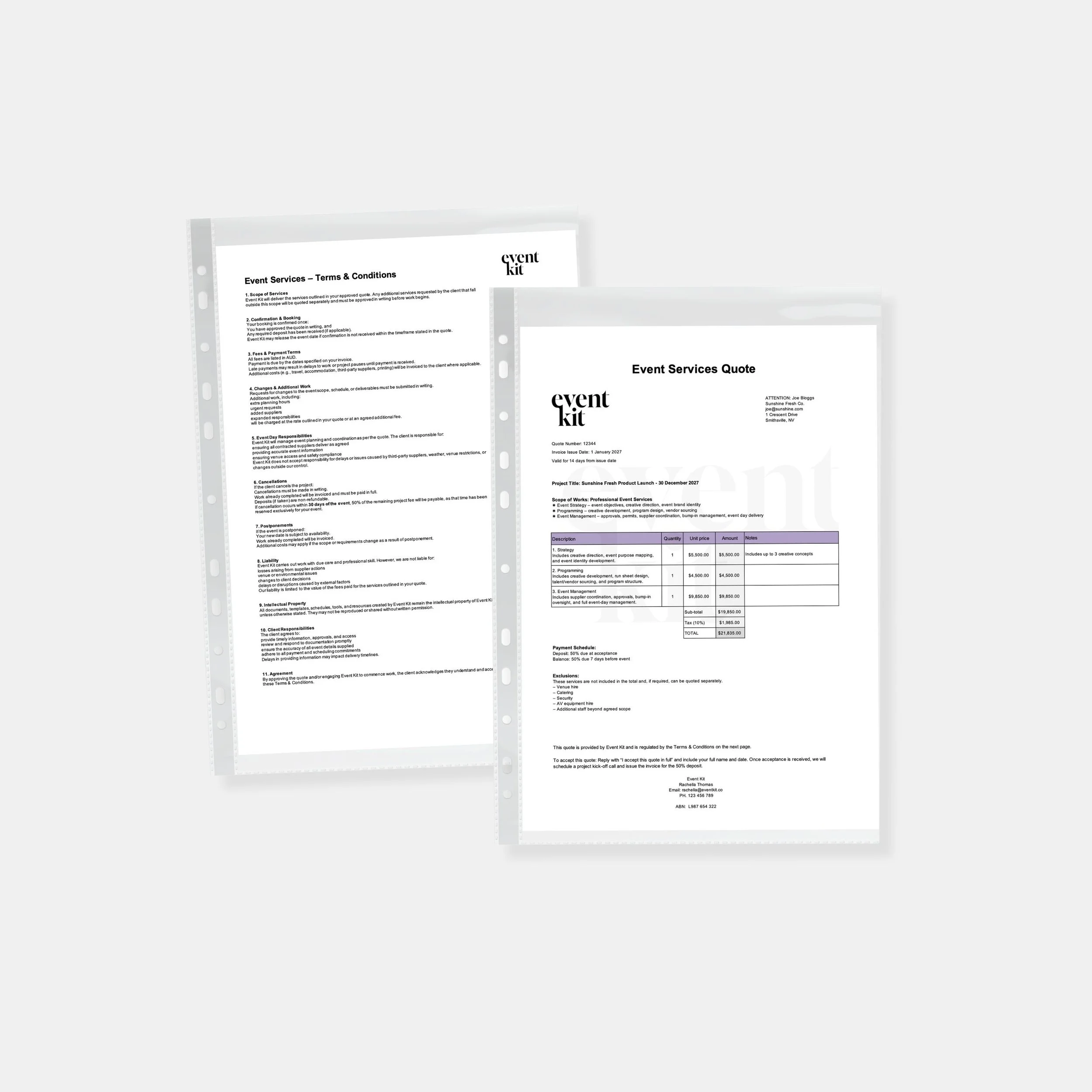 Business Admin - Event Services Quote Template