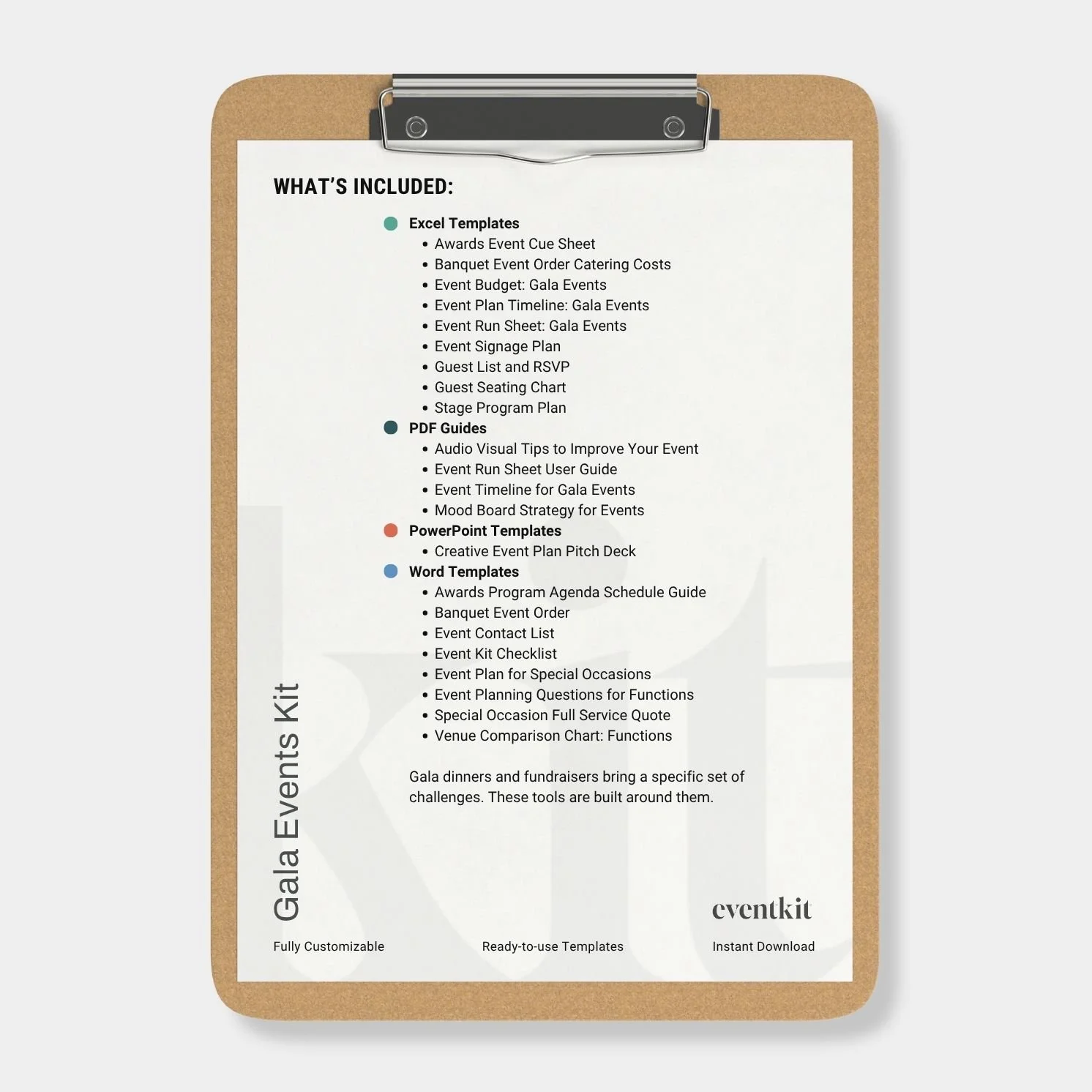 Gala Events Kit Contents