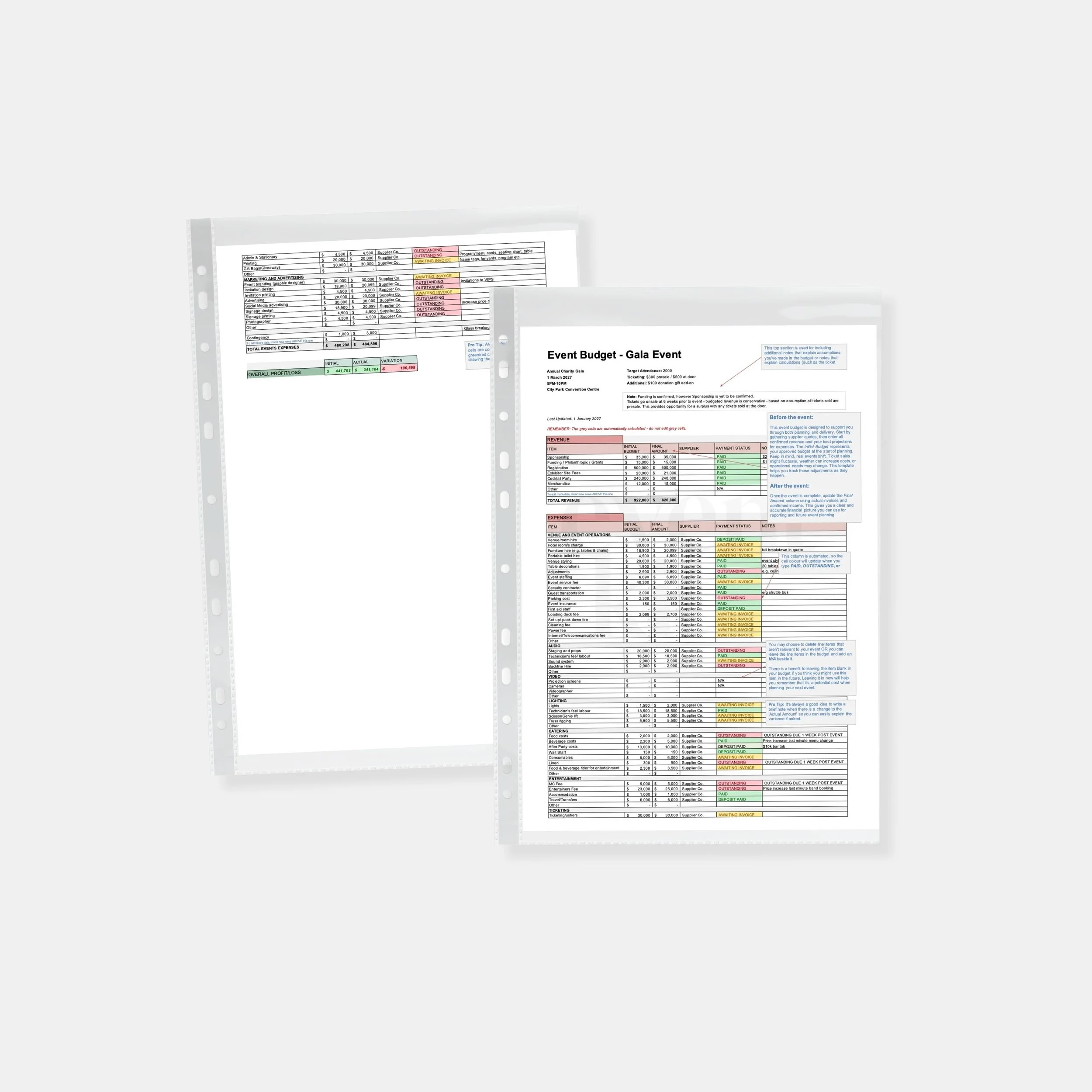 Event Budgets Template