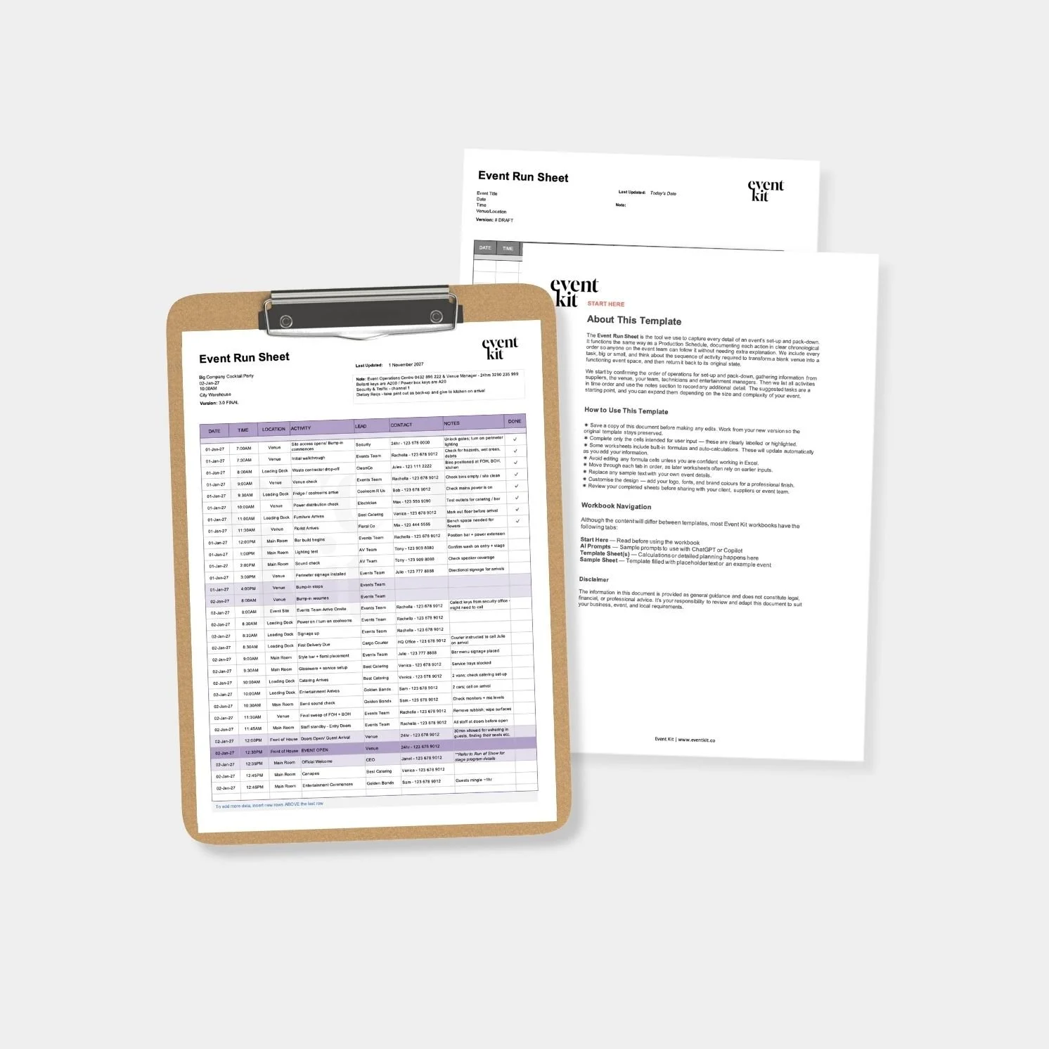 Trade Shows Run Sheet Template