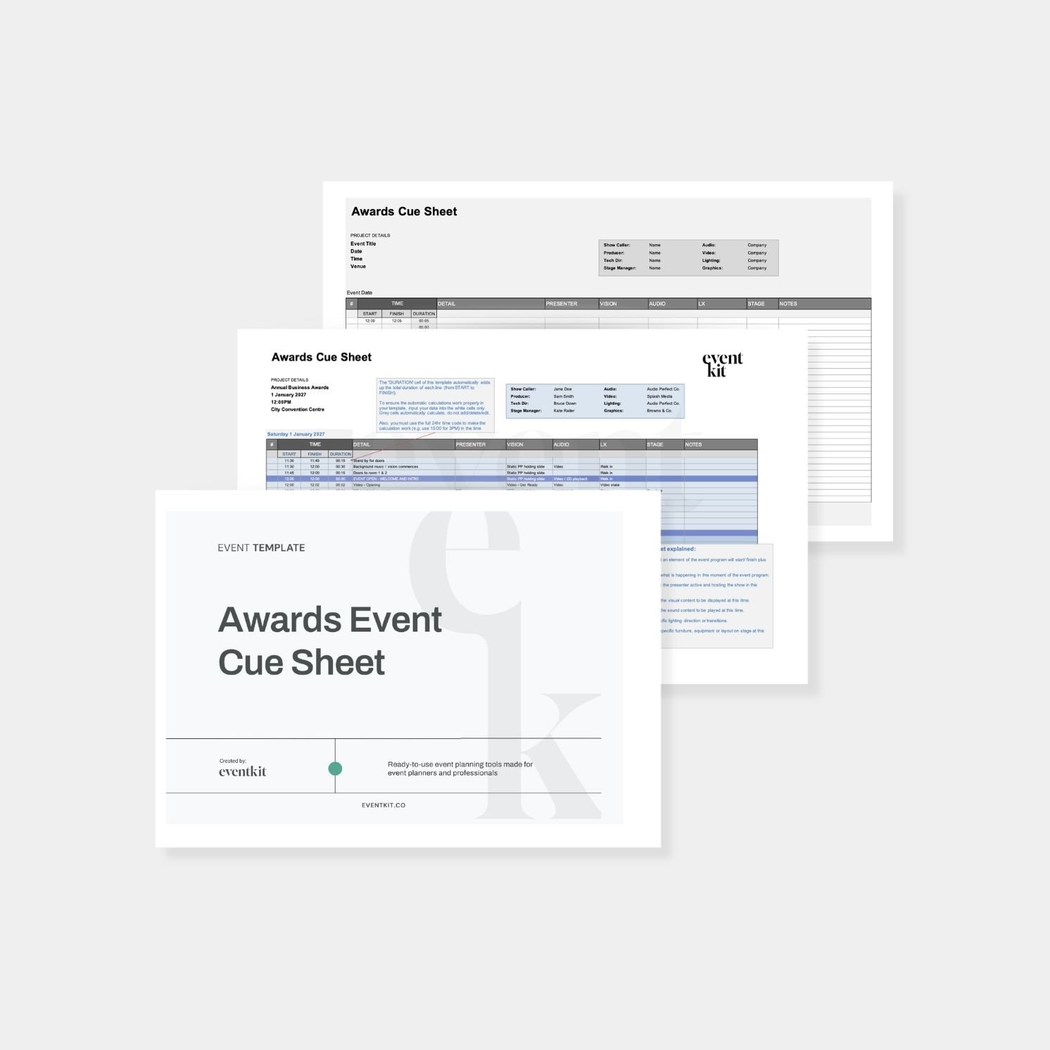 Awards Event Cue Sheet Template