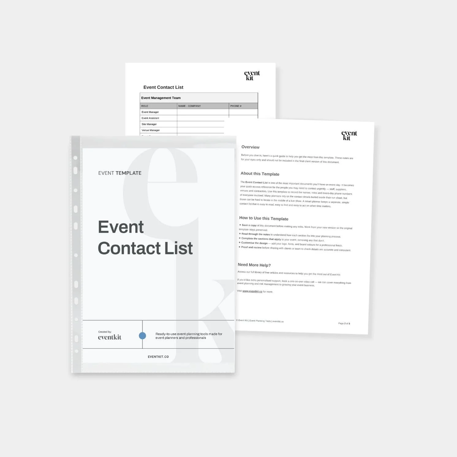 Event Day Contact List Template