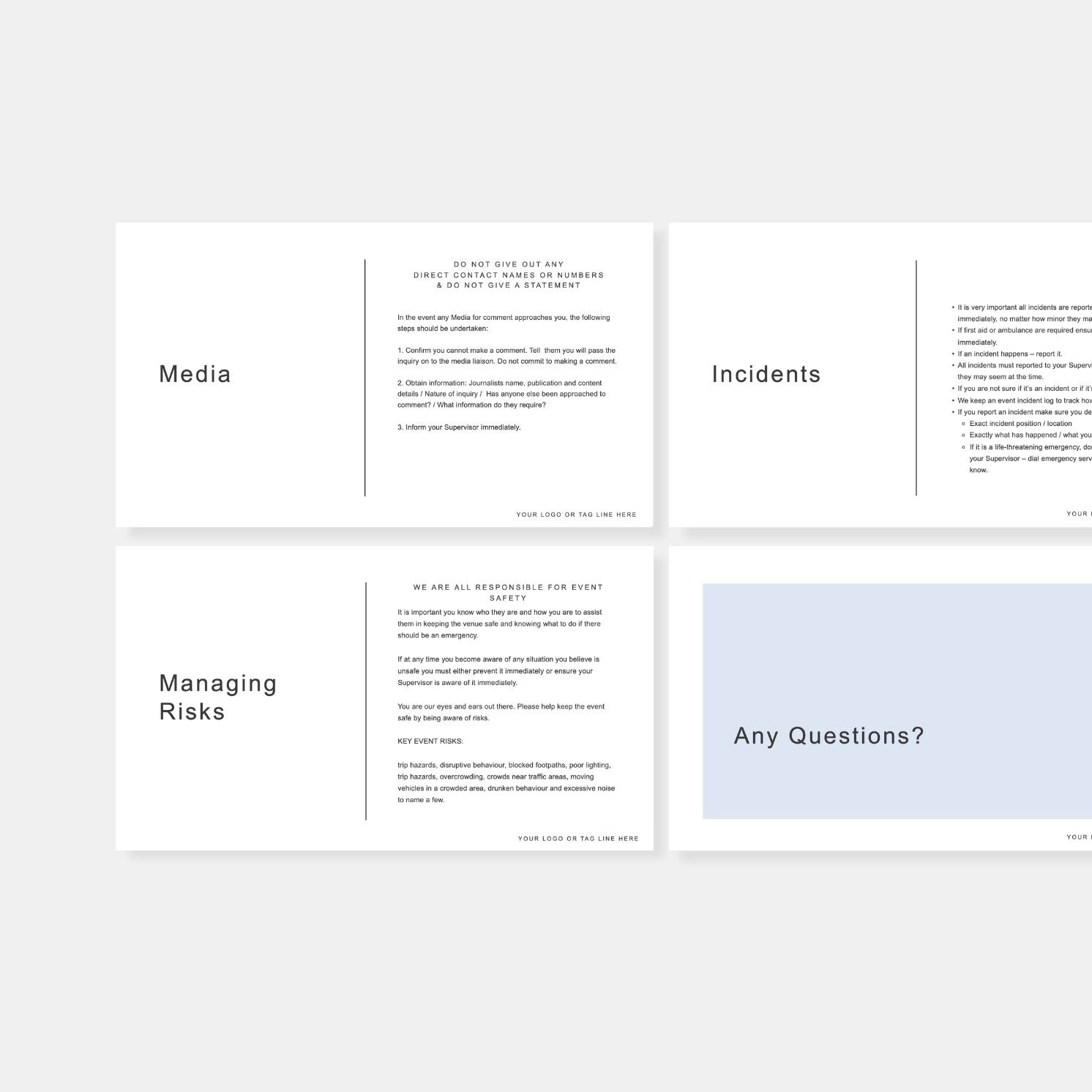 Event Volunteer Safety Briefing Presentation Deck Template