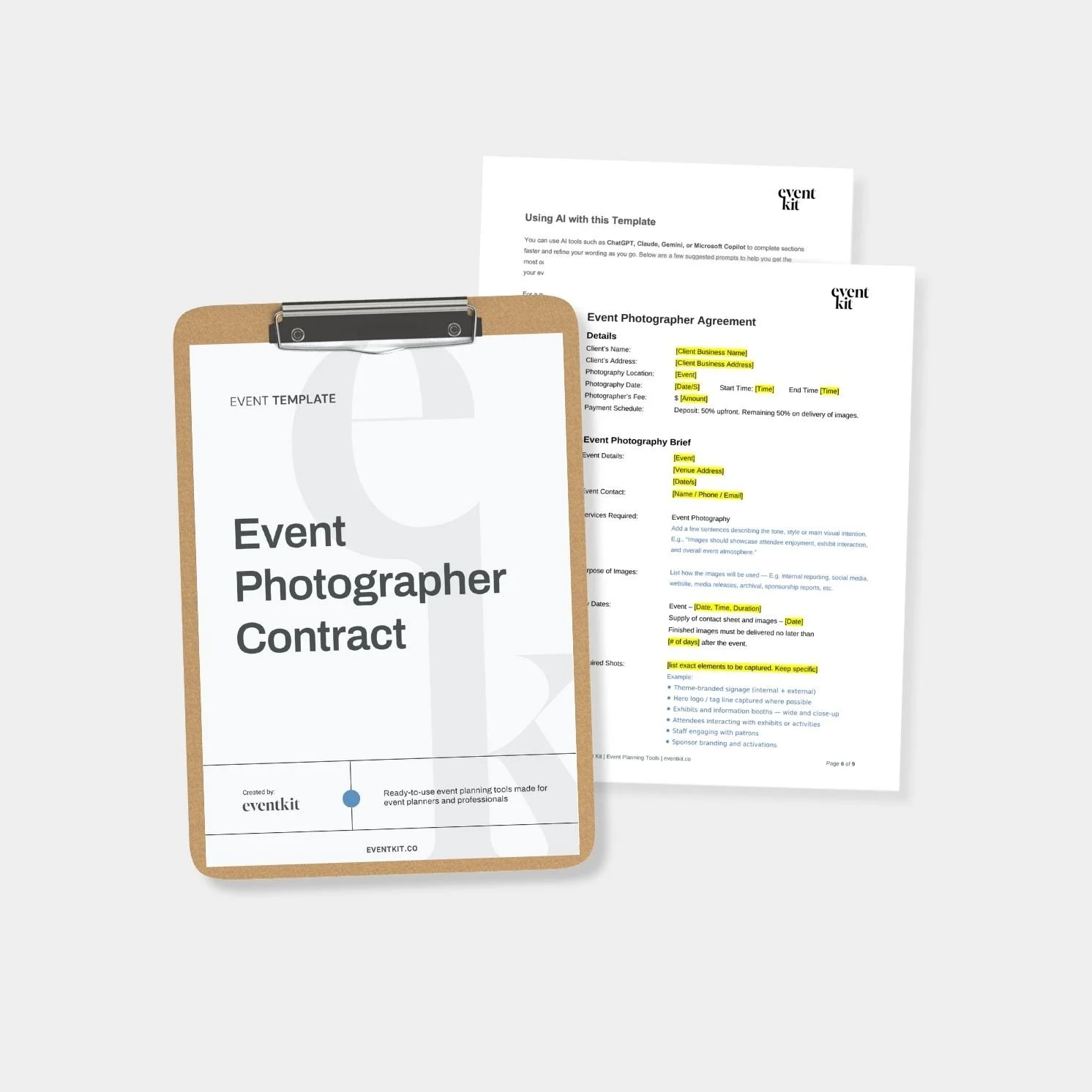 Wedding Photographer Contract Template