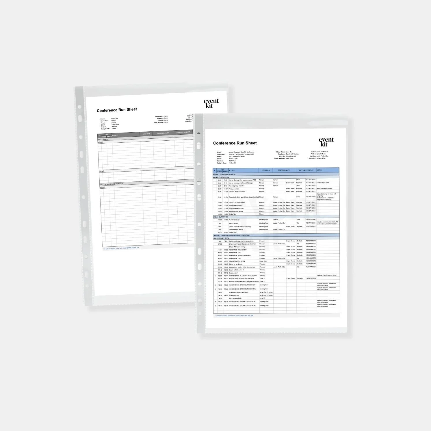Conference Run Sheet Template