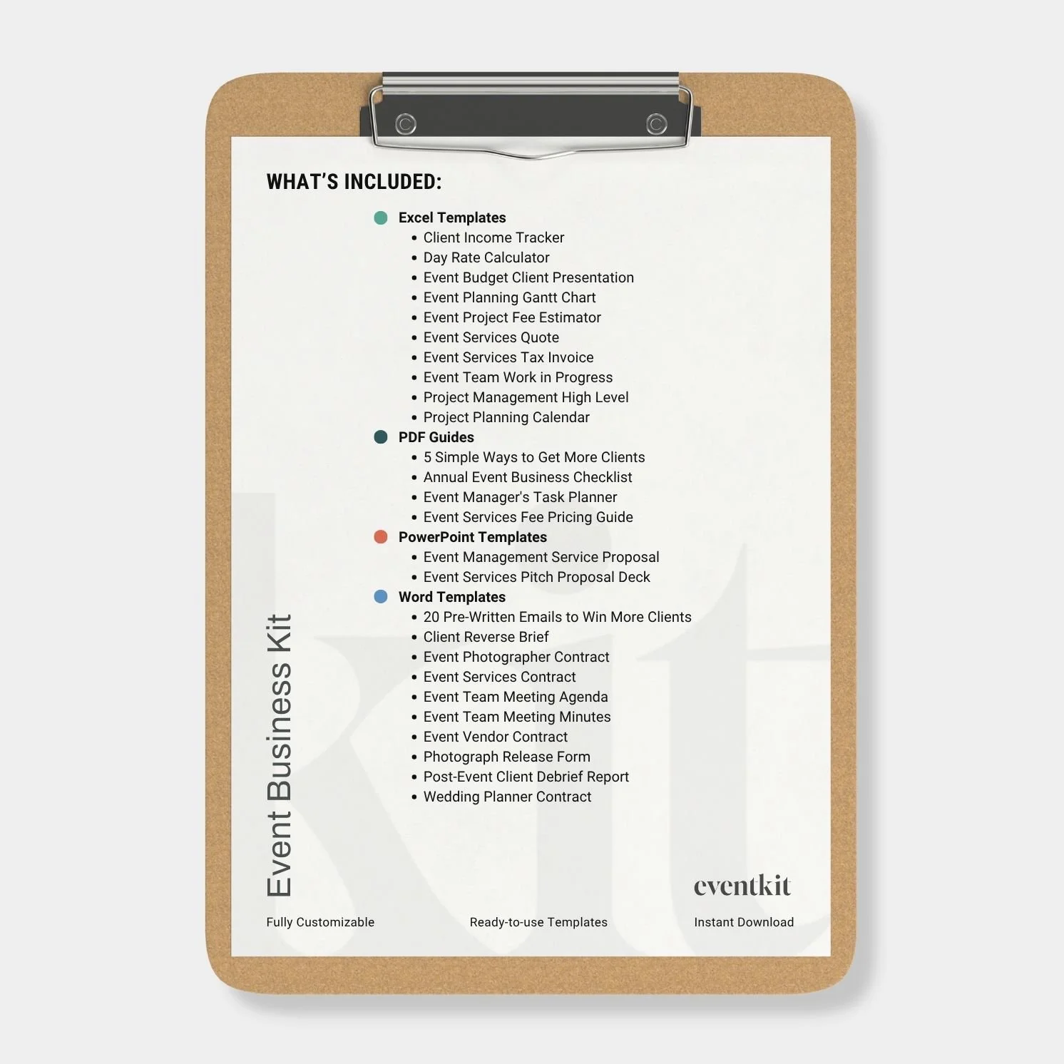 Event Planning Business Kit Contents