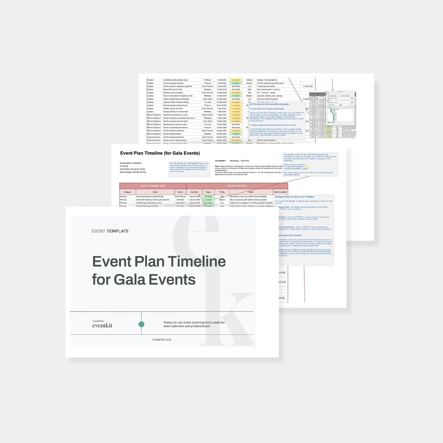 Event Plan Timeline for Gala Events Template