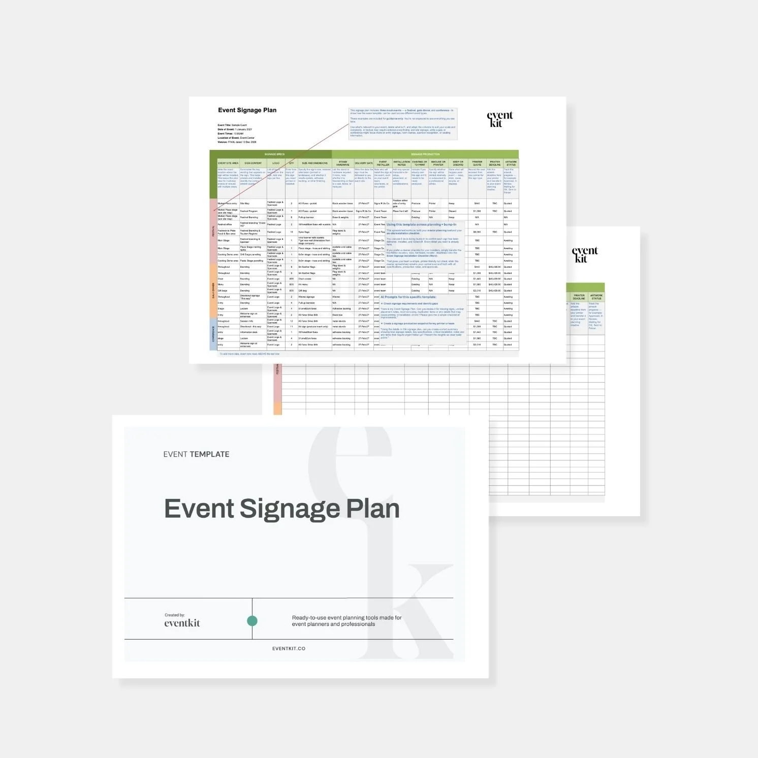 Event Signage Plan Template