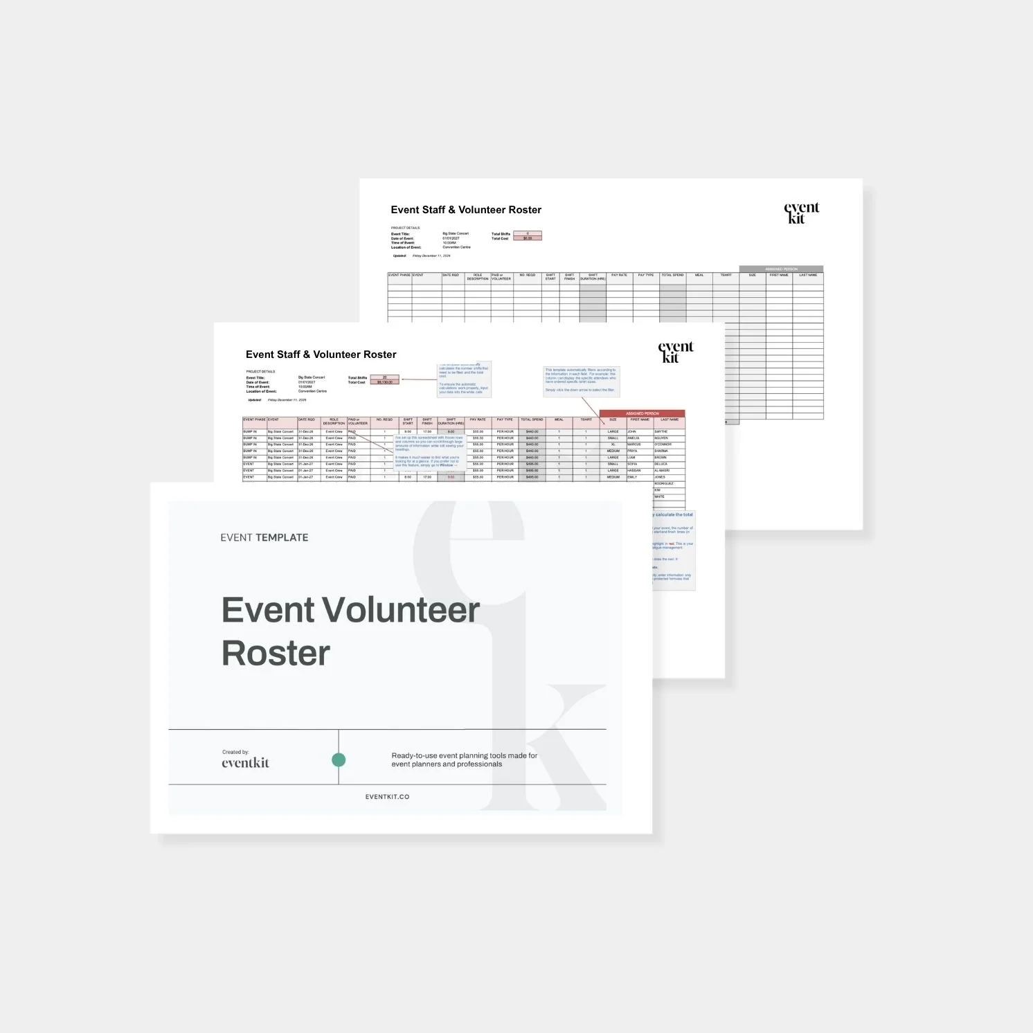 Event Volunteer Roster Template