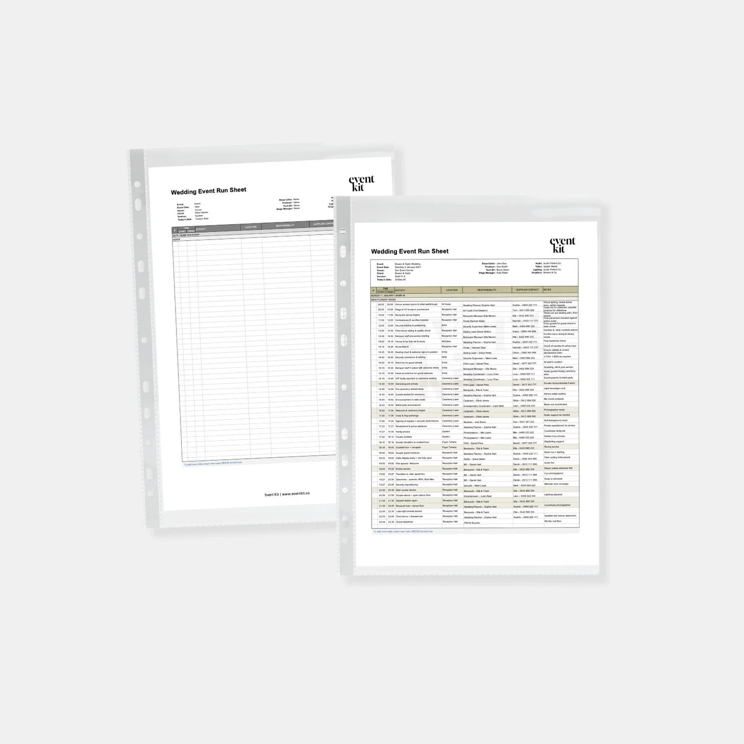 Weddings Run Sheet Template