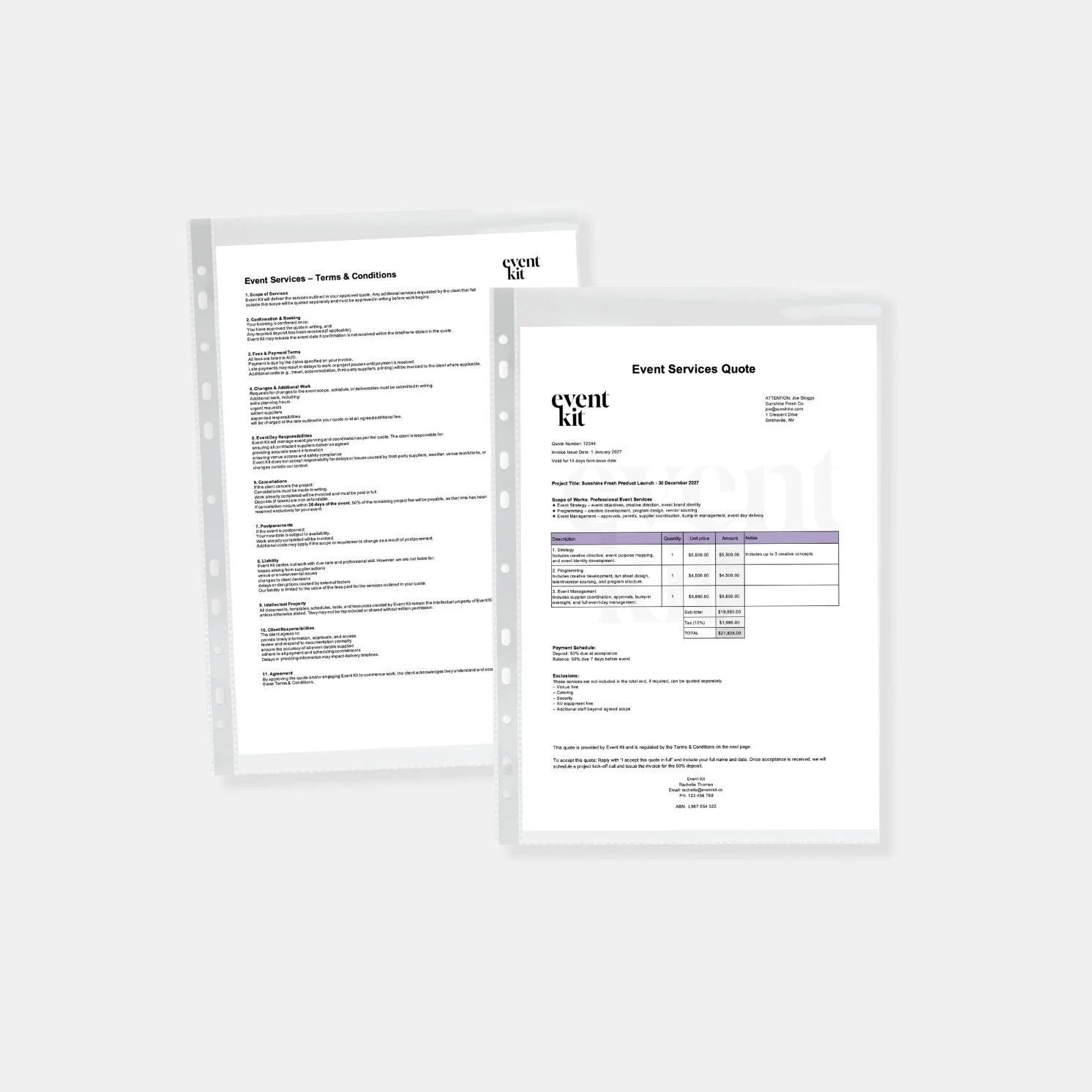 Event Services Quote Template