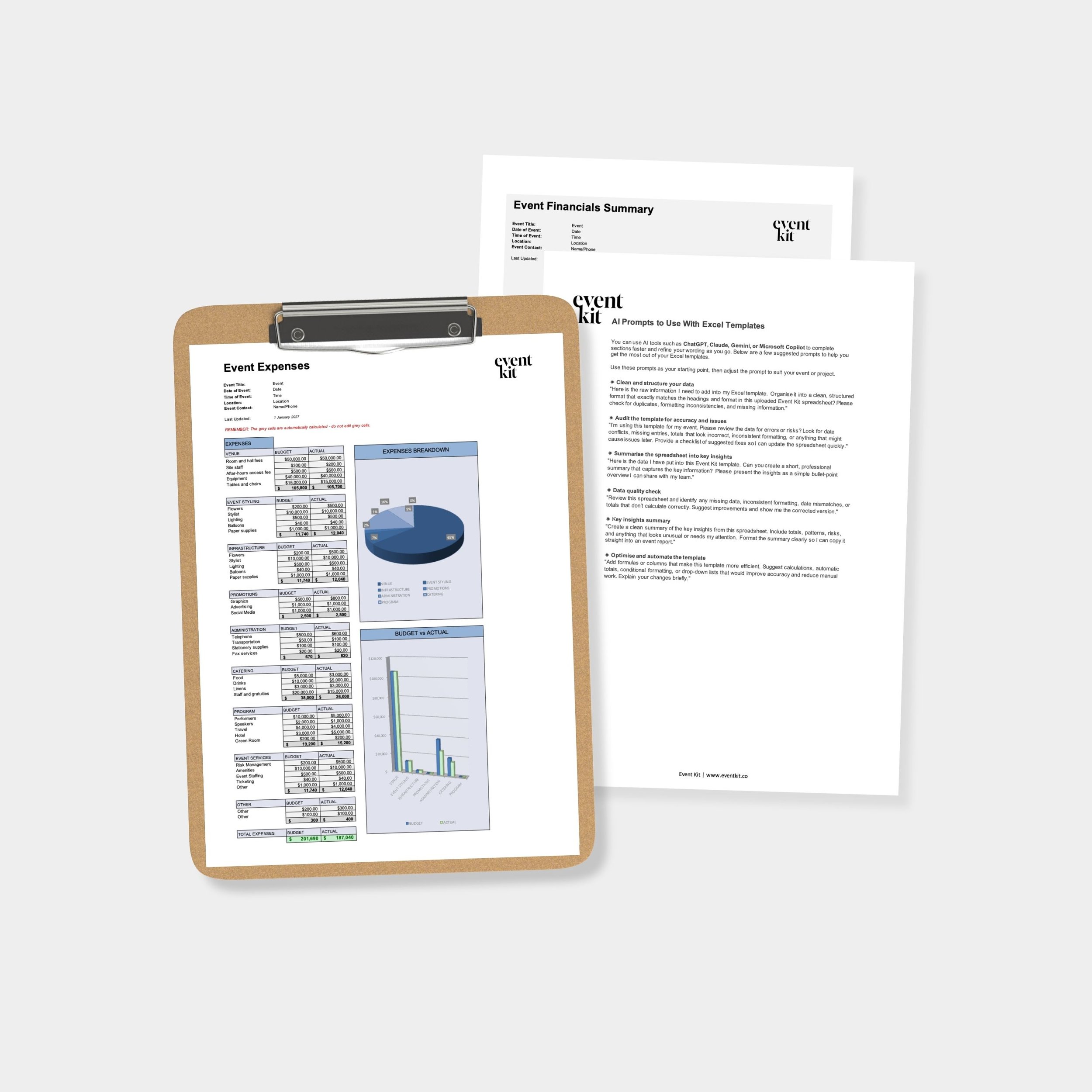 Event Budget for Presentation to Client Template