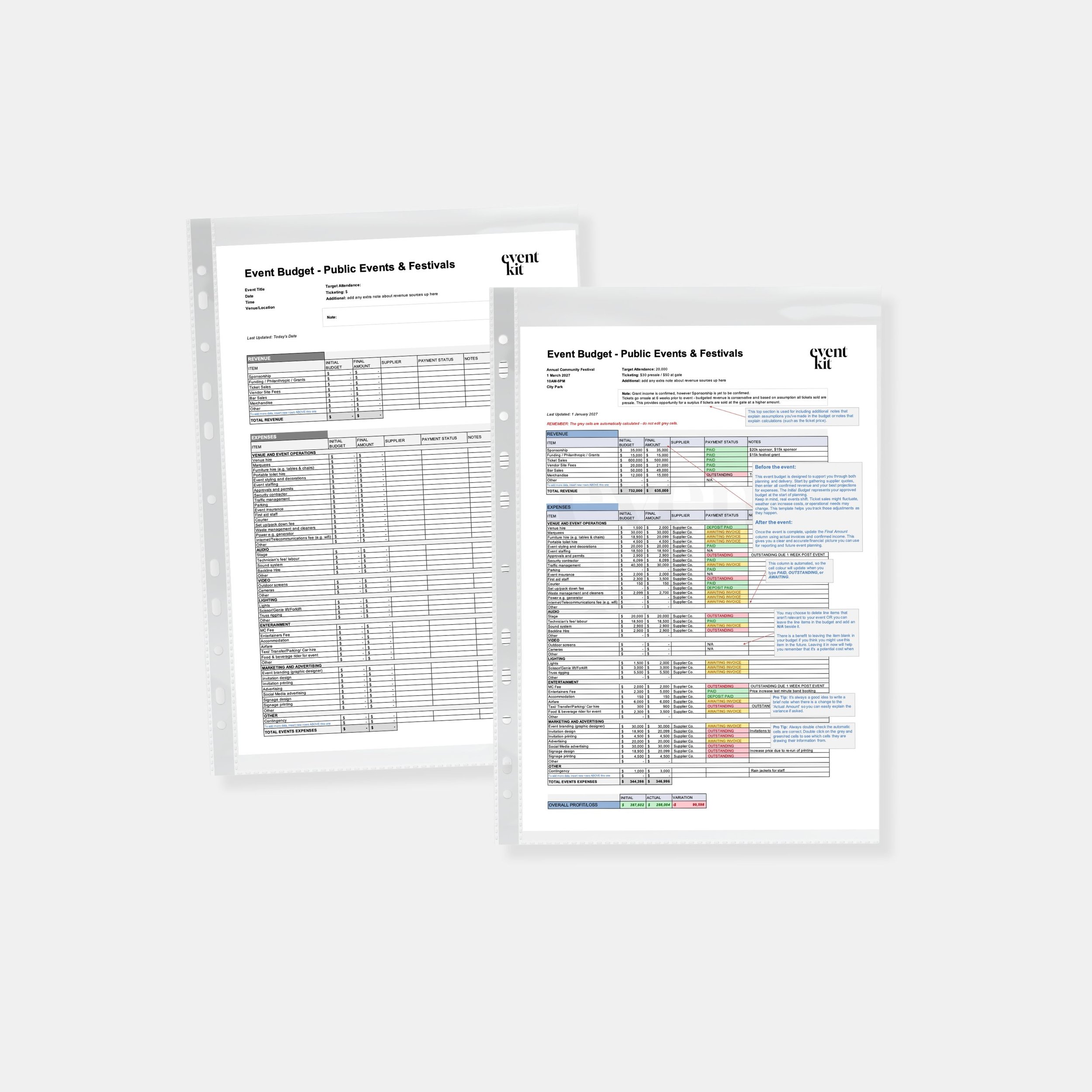 Event Budgets Template
