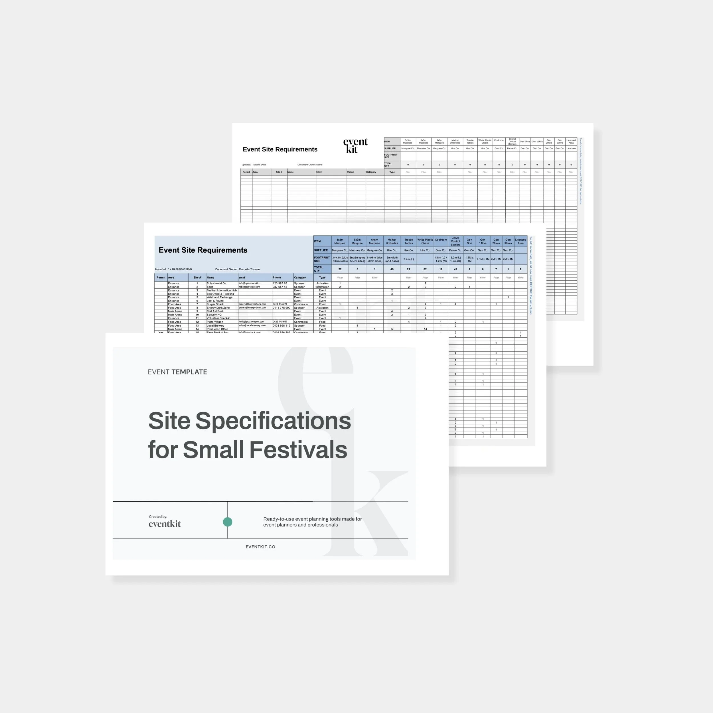 Event Logistics Template Site Specifics for Small Festivals