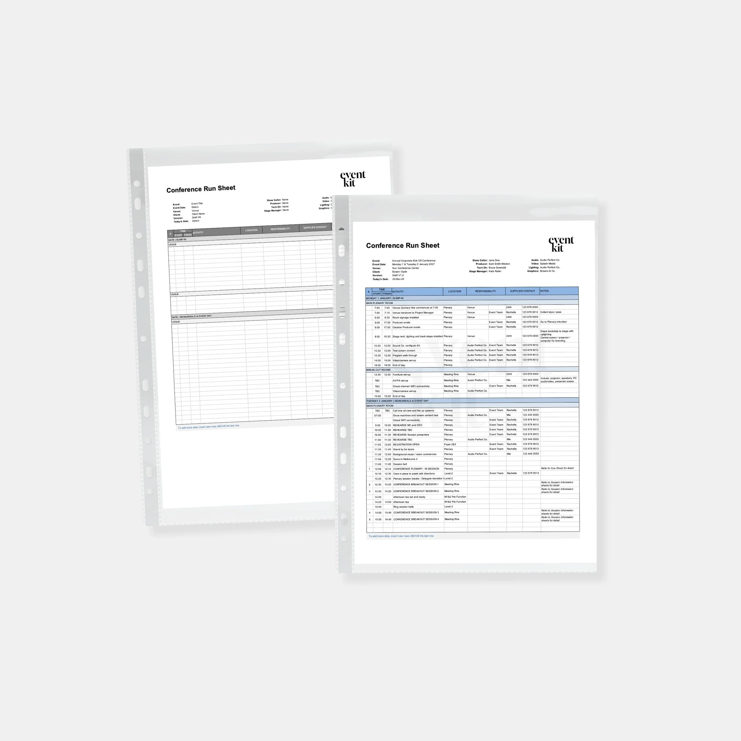 Conference Run Sheet Template