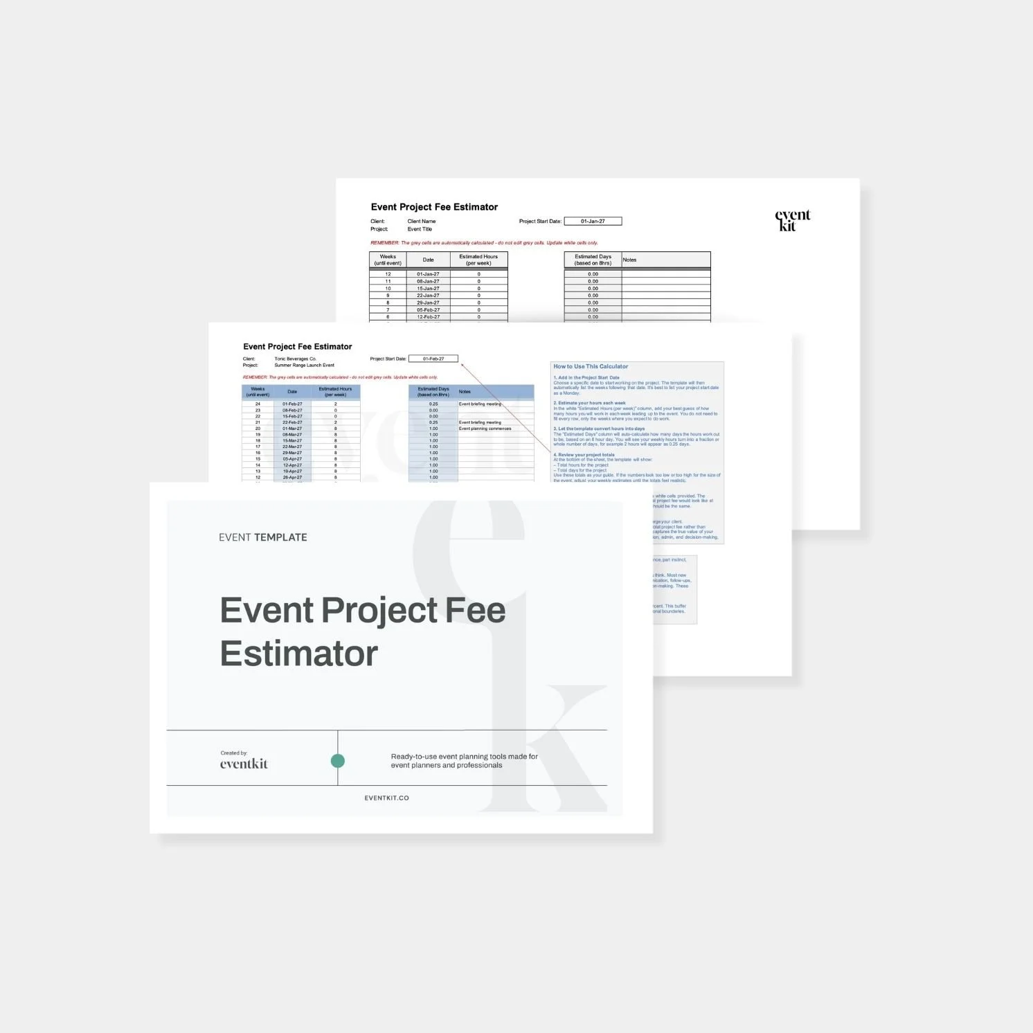 Event Project Fee Estimator Template