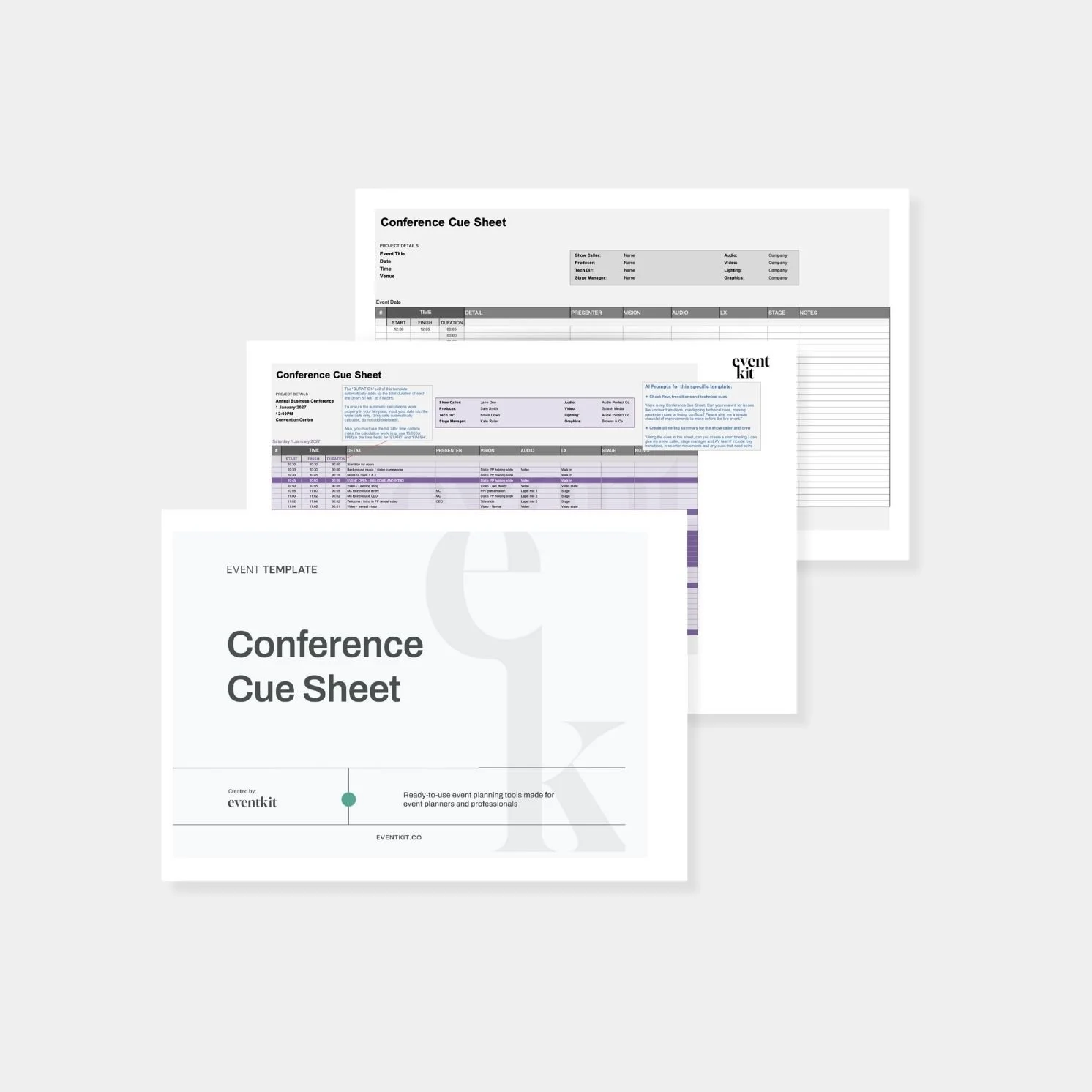 Conference Cue Sheet Template