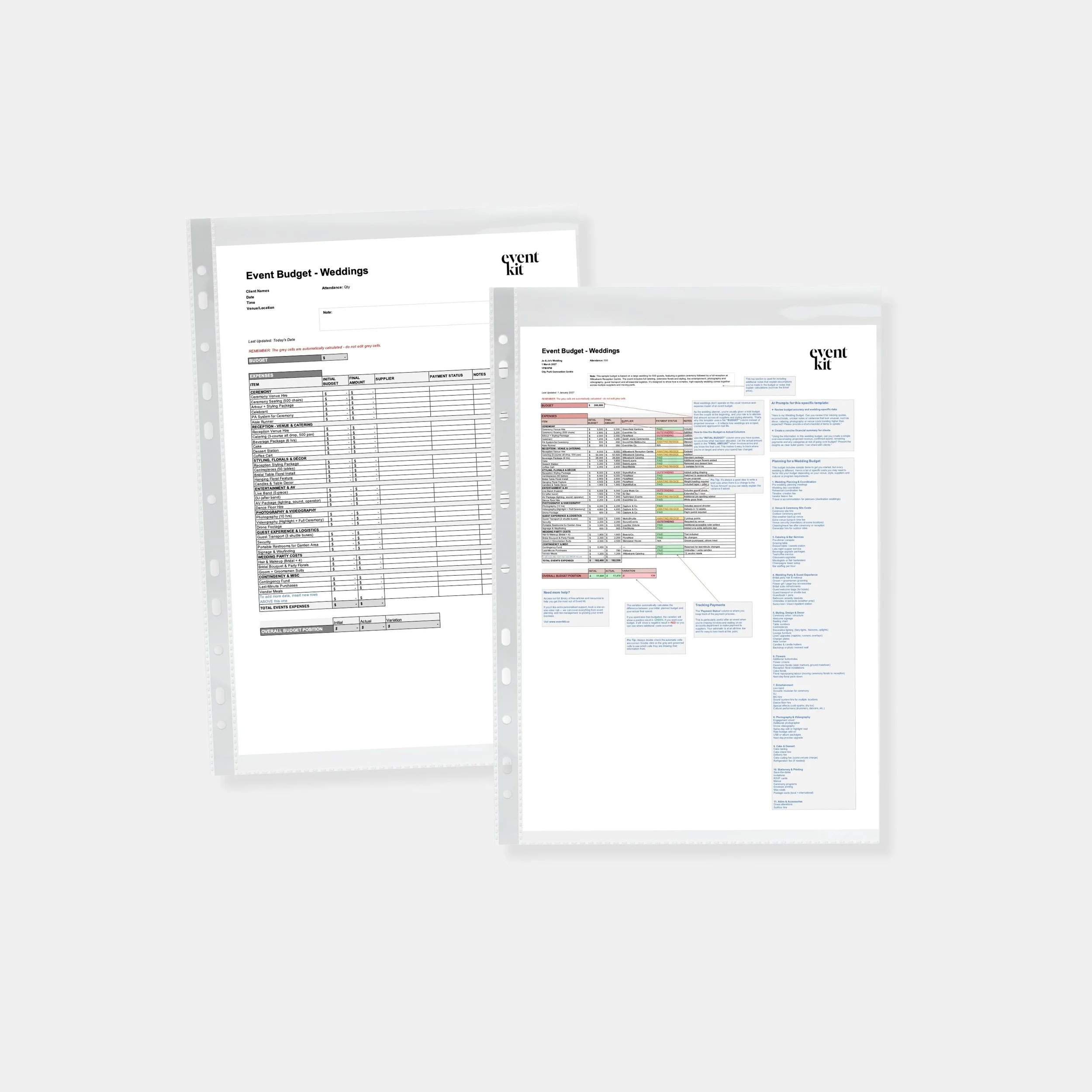 Event Budgets Template