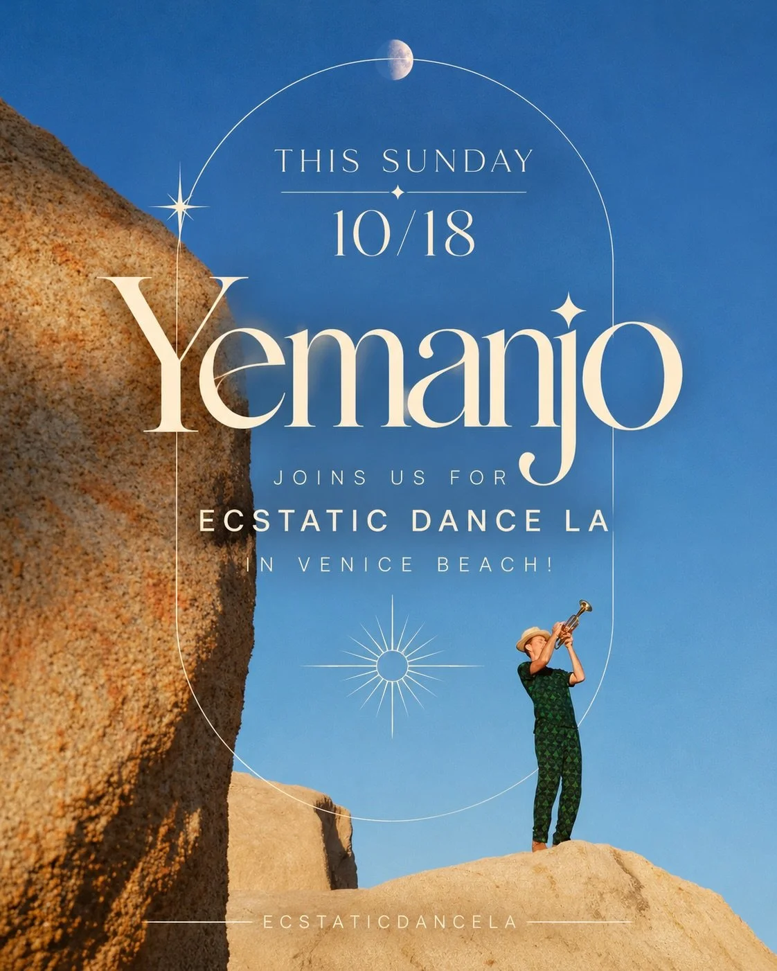 There&rsquo;s something about dancing with the ocean nearby, the sun on your skin, and a trumpet weaving through the rhythm that just hits different. 🌊🎺✨

THIS SUNDAY 10/18, @yemanjo is bringing his signature blend of organic house, global rhythms,