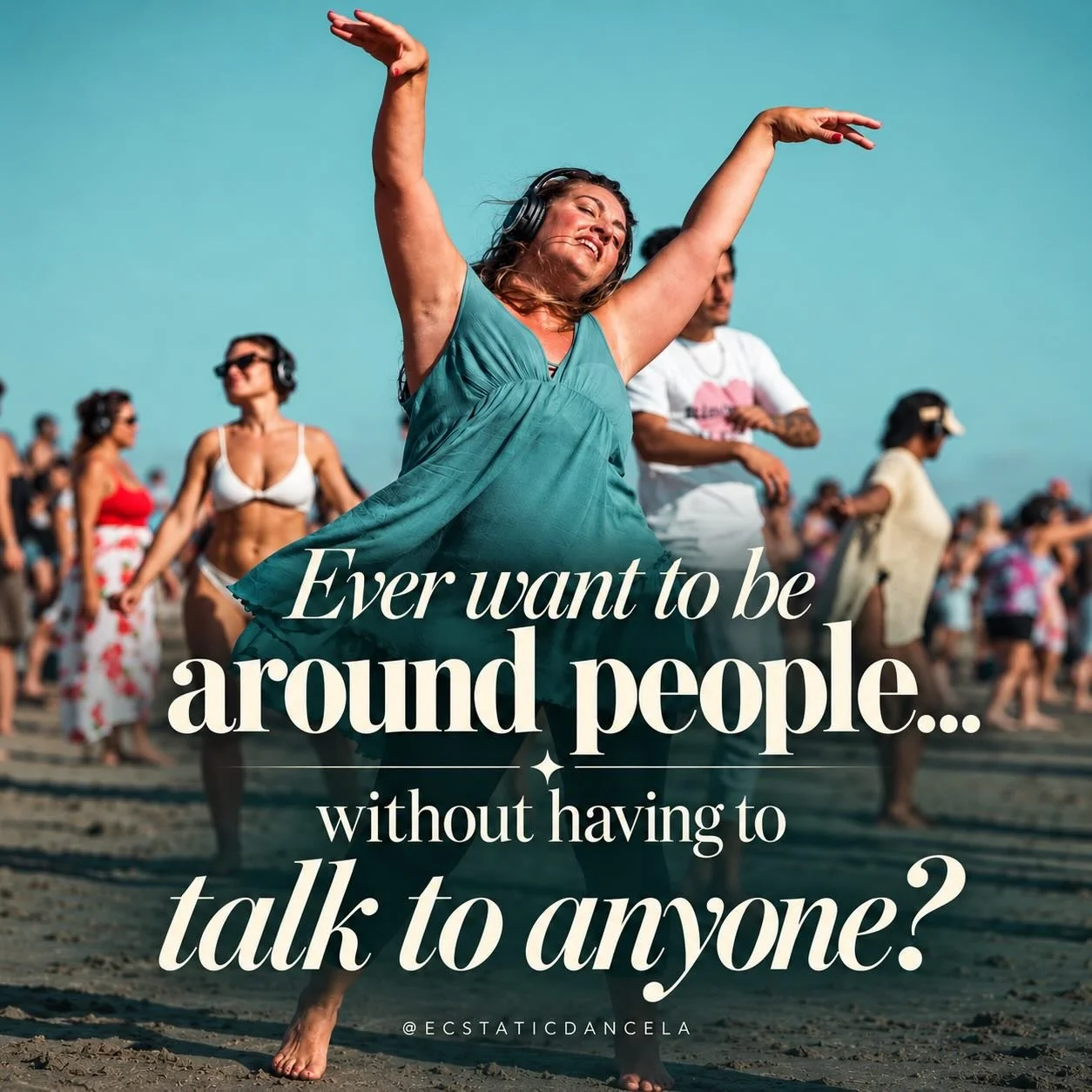 For the introverts. For the ones who&rsquo;ve had a hard week. For anyone who wants to get out of the house on Sunday, but doesn&rsquo;t have the energy for small talk💛

You can come to Ecstatic Dance LA without being in the mood to talk.

Our beach