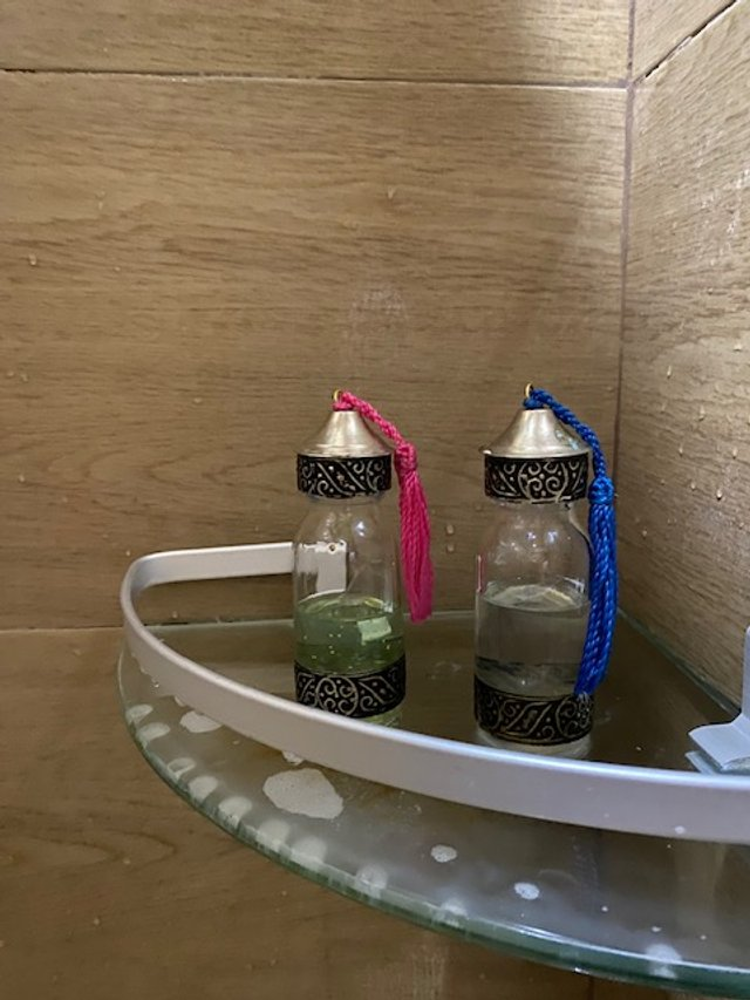 Decorative shower bottles - Seriously, did you think we would show a dirty toilet brush?