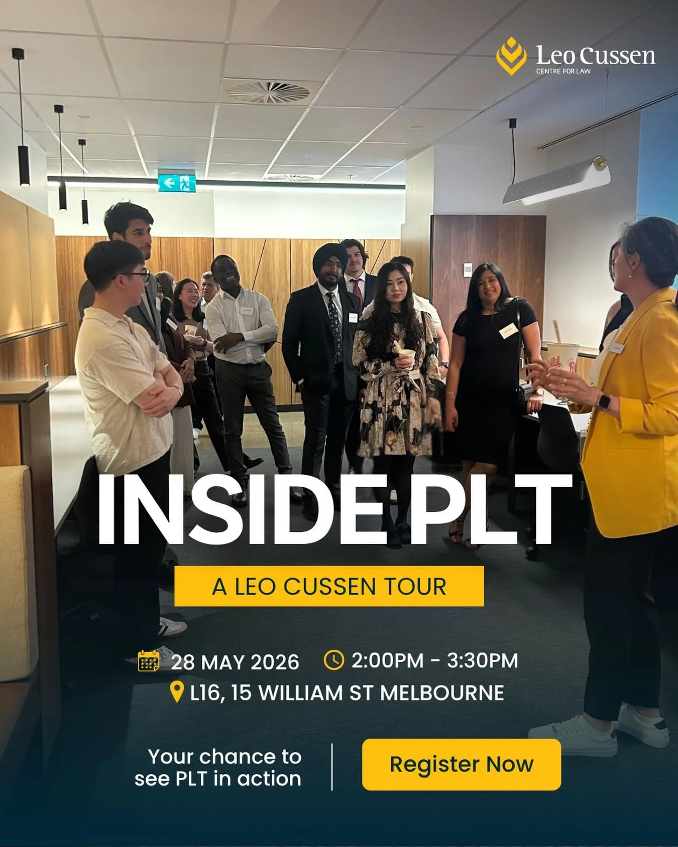 Curious about PLT but not sure what to expect? Come and see it for yourself at Leo Cussen.

They&rsquo;re opening the doors to their Melbourne premises for a guided tour where you&rsquo;ll get a behind-the-scenes look at life at Leo Cussen. Explore t