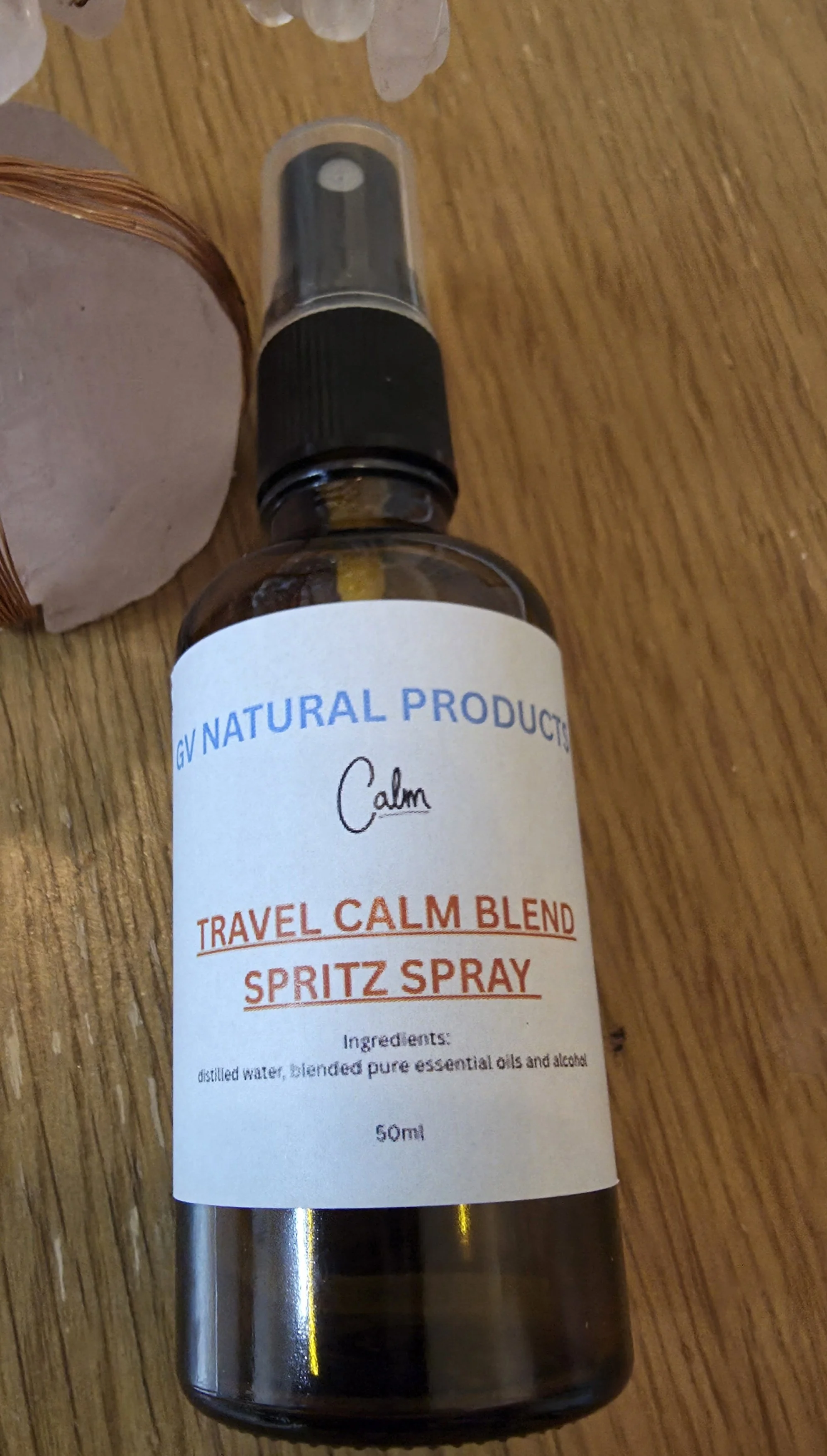 Travel calm spritz spray with pure essential oils. 50ml