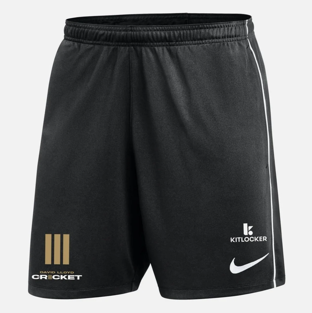 Nike Dri-FIT Park 26 zip shorts in black and white, David Lloyd Cricket Coaching.