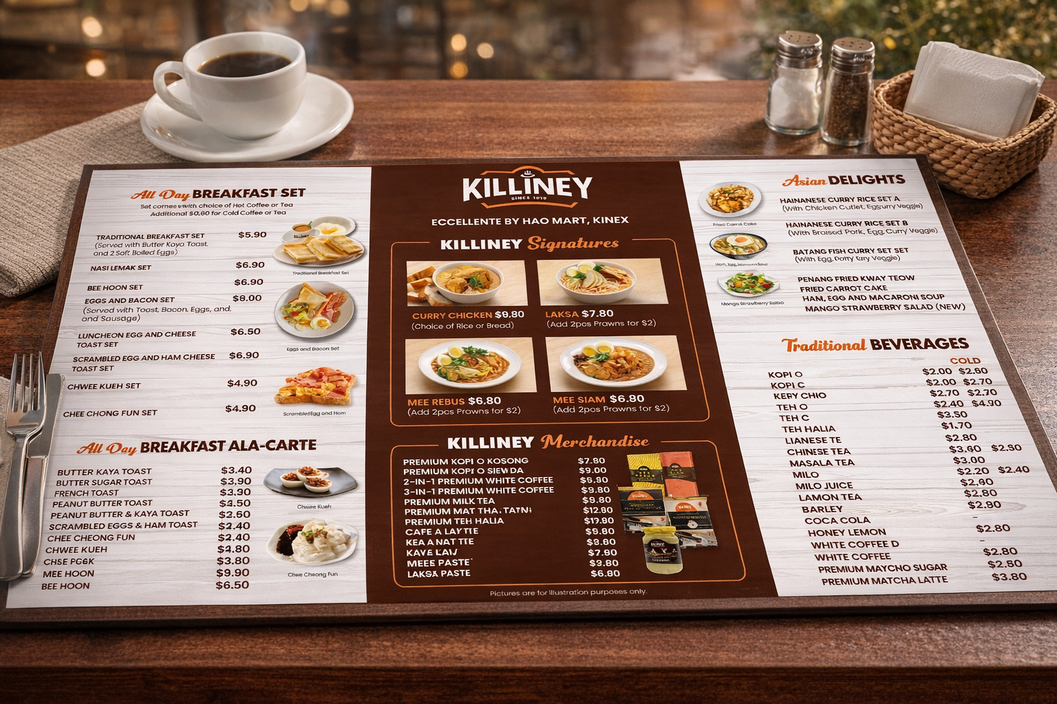 Killiney In-Store Menu Design