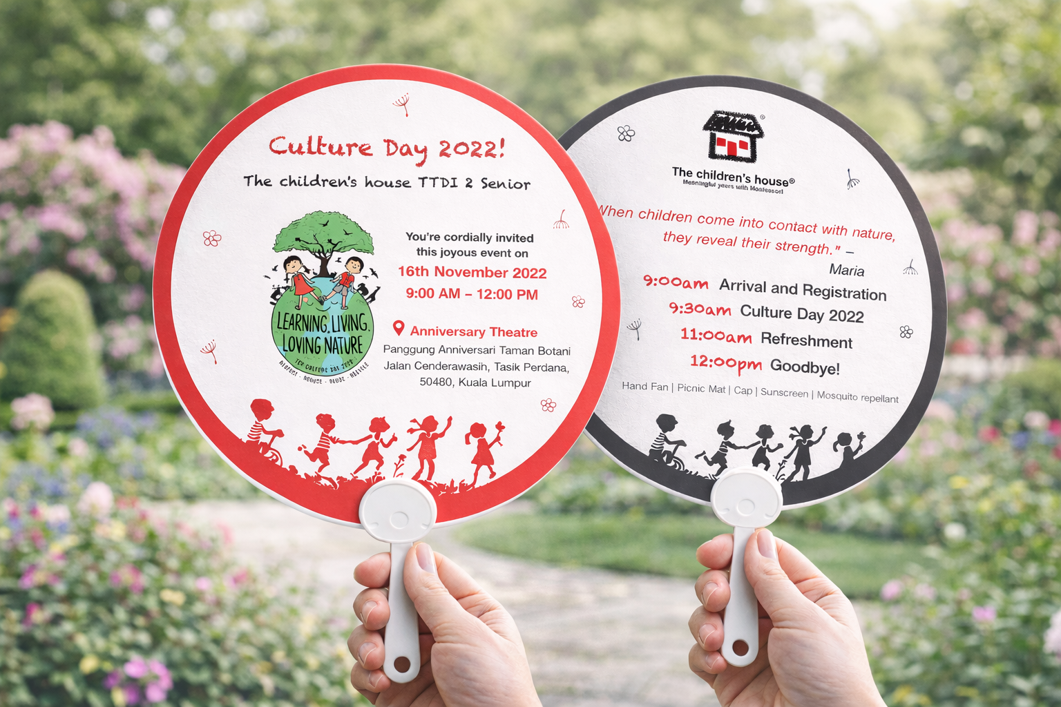 The Children’s House® – Culture Day 2022 Double-Sided Circular Hand Fan