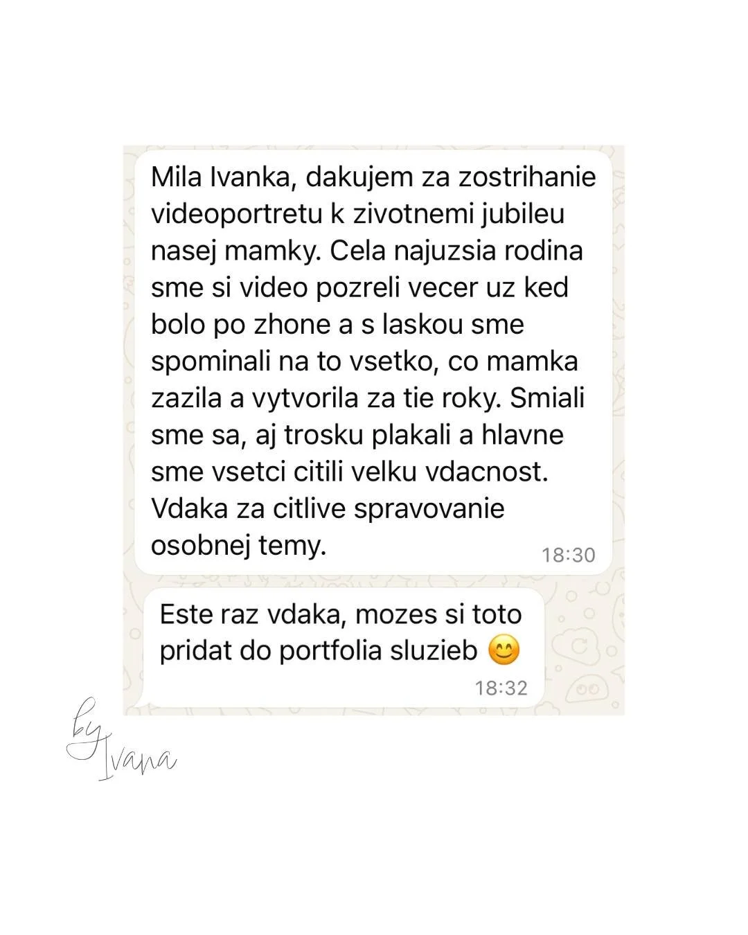 V&Yacute;STUP SOM ODOVZDALA,
EM&Oacute;CIA ZOSTALA 🩵

Keď sa mi po čase ozve niekto, s k&yacute;m som v minulosti spolupracovala, m&aacute; to pre mňa veľk&uacute; v&aacute;hu. Vn&iacute;mam v tom d&ocirc;veru, spomienku na sp&ocirc;sob mojej pr&aac