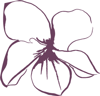 Outline of a flower with five petals.
