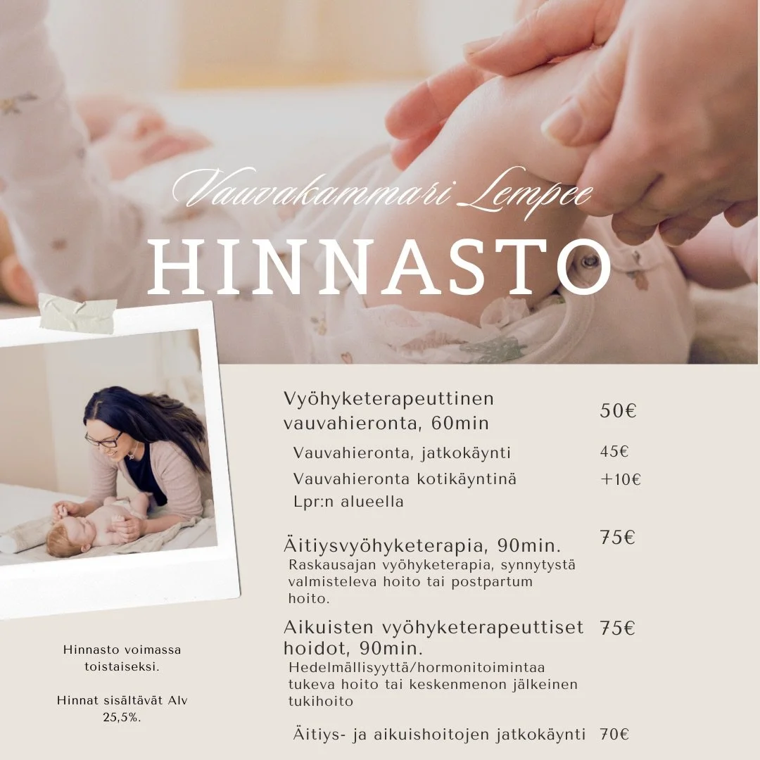 Hinnasto voimassa toistaiseksi 🤍

Mik&auml;li sinulla on kysytt&auml;v&auml;&auml; palveluista, niiden sis&auml;ll&ouml;ist&auml; tai soveltuvuudesta juuri teid&auml;n tarpeisiin, laitathan rohkeasti viesti&auml;! Viestin laittaminen ei velvoita sin