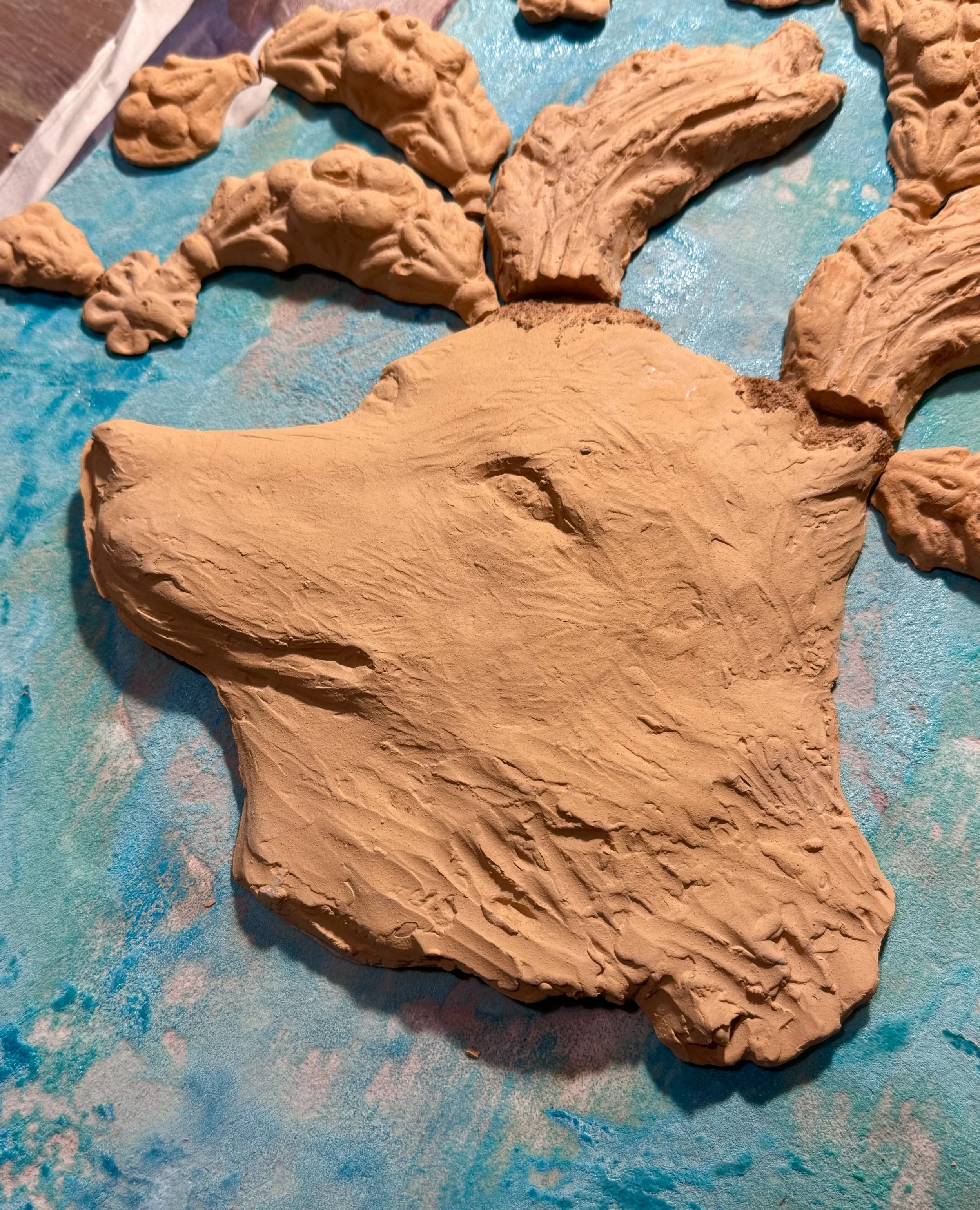 Natural terracotta clay prepared for hand-built ceramic sculpture