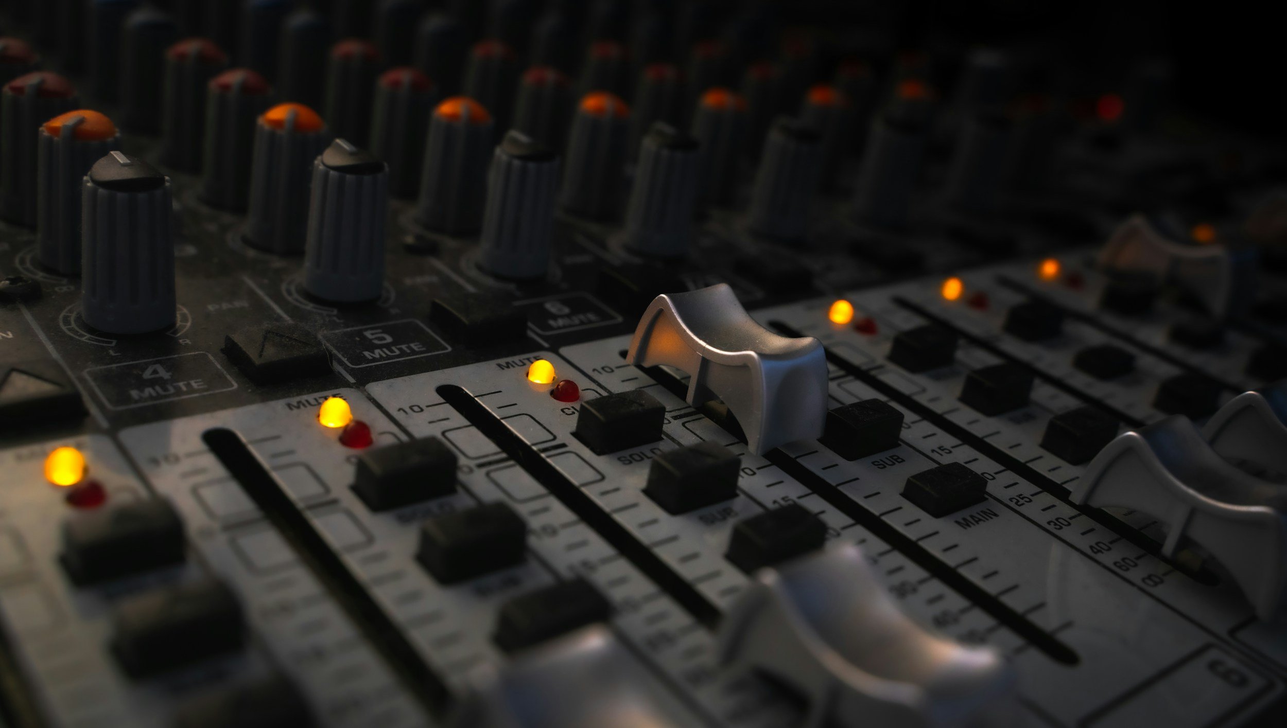 Analog mixer used to record and mix music and audio