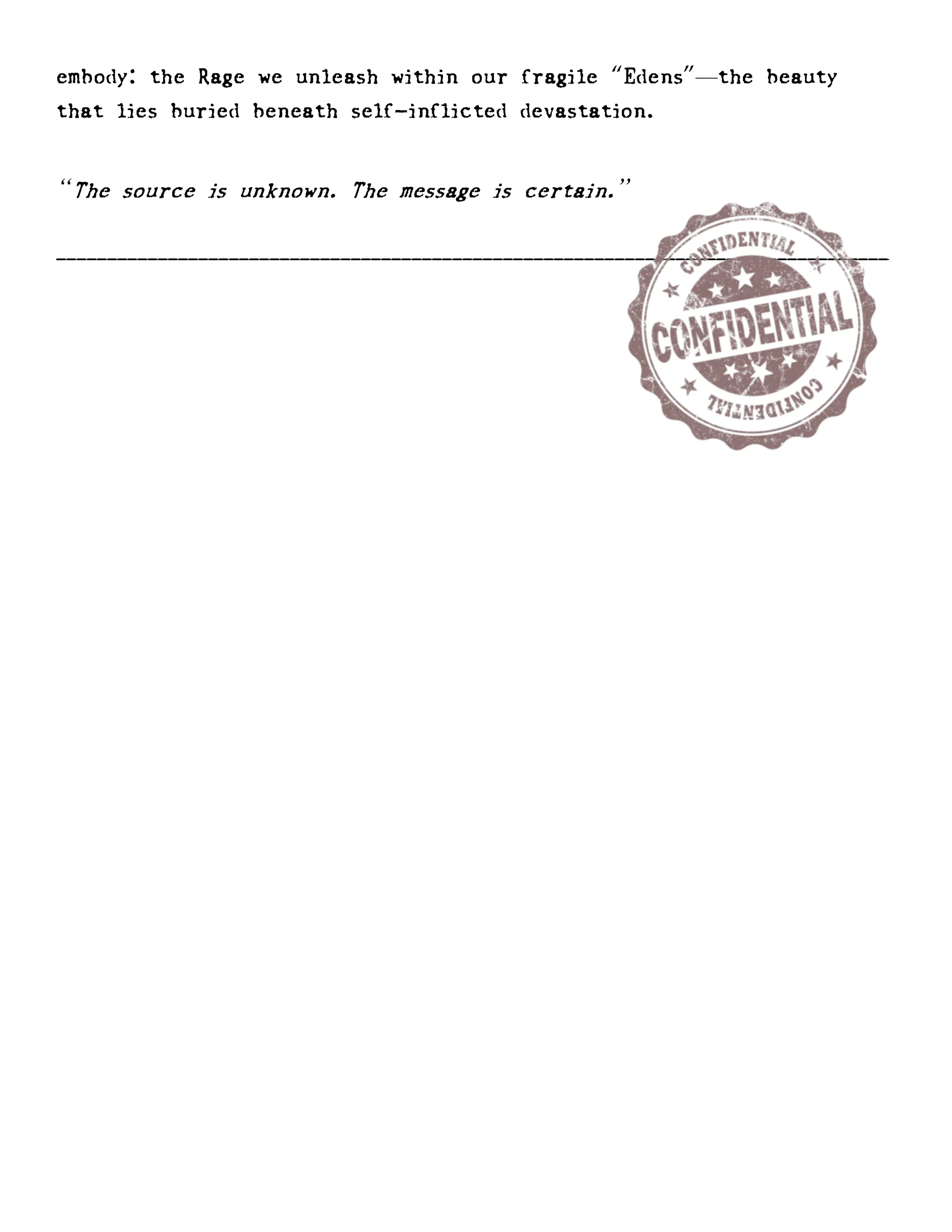 Confidential soperational brief on the entity revealed as Raging Eden.