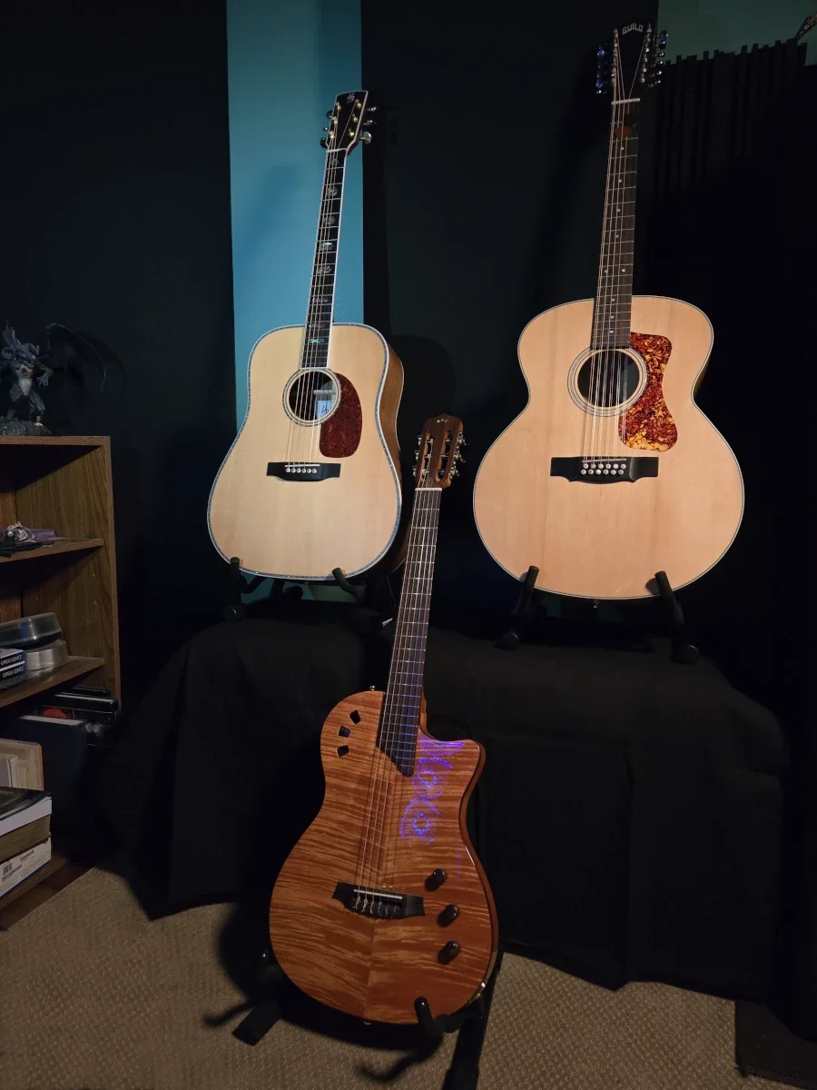 Guitars in a recoring studio 