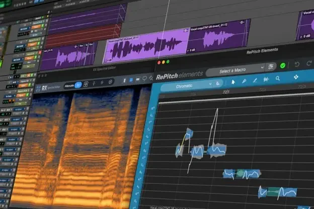 Audio waveform editing in a professional DAW (Digital Audio Workstation)