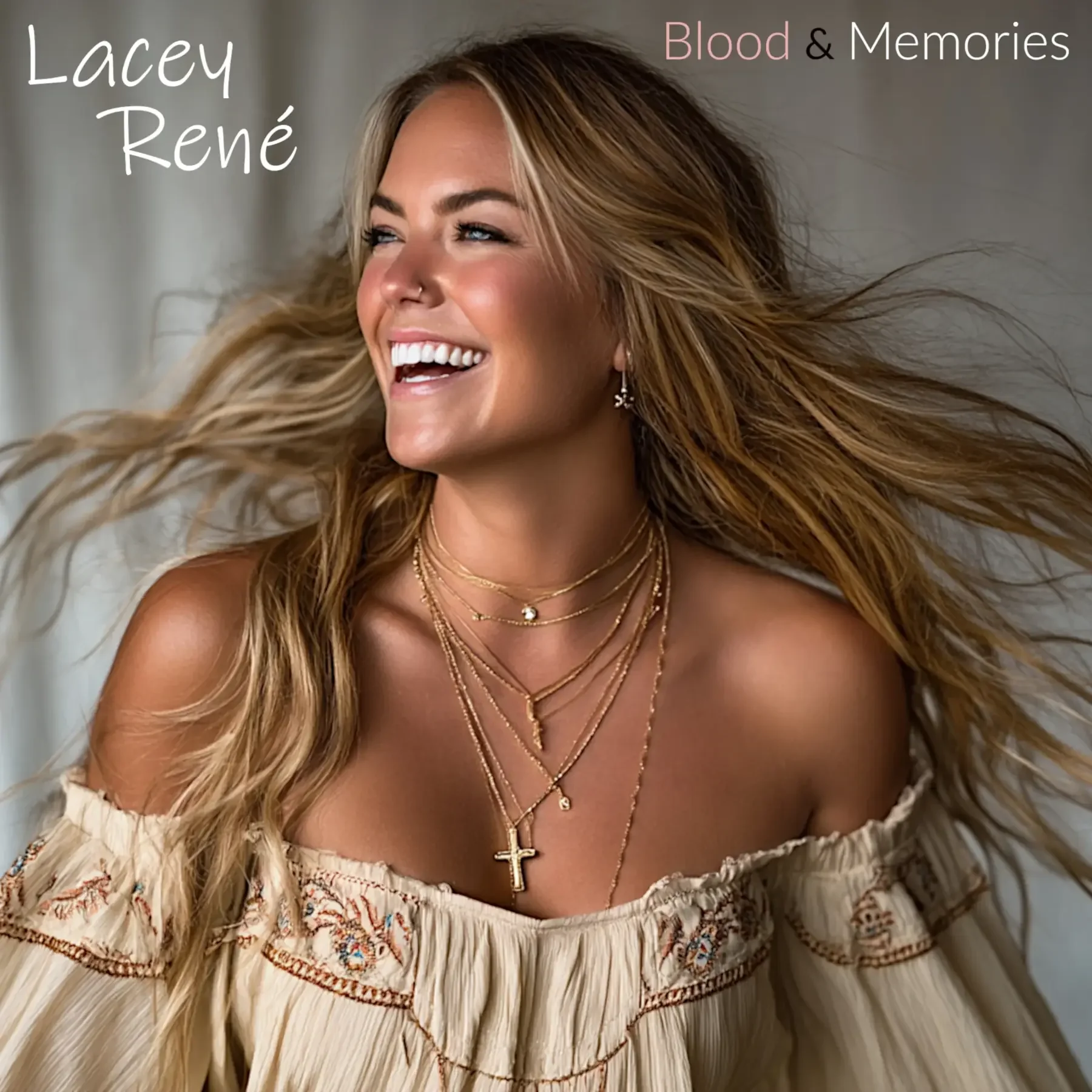 New country virtual artist Lacey René's album cover "Blood & Memories".