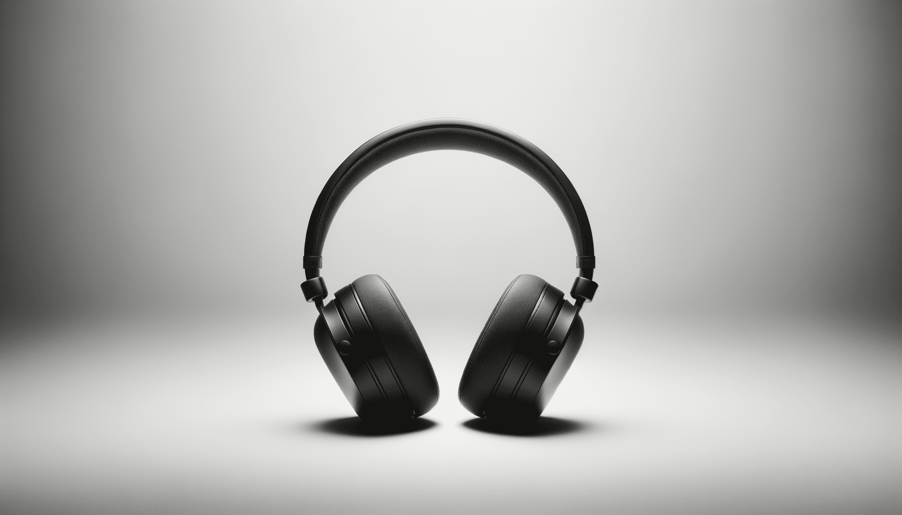 A pair of black recording headphones.