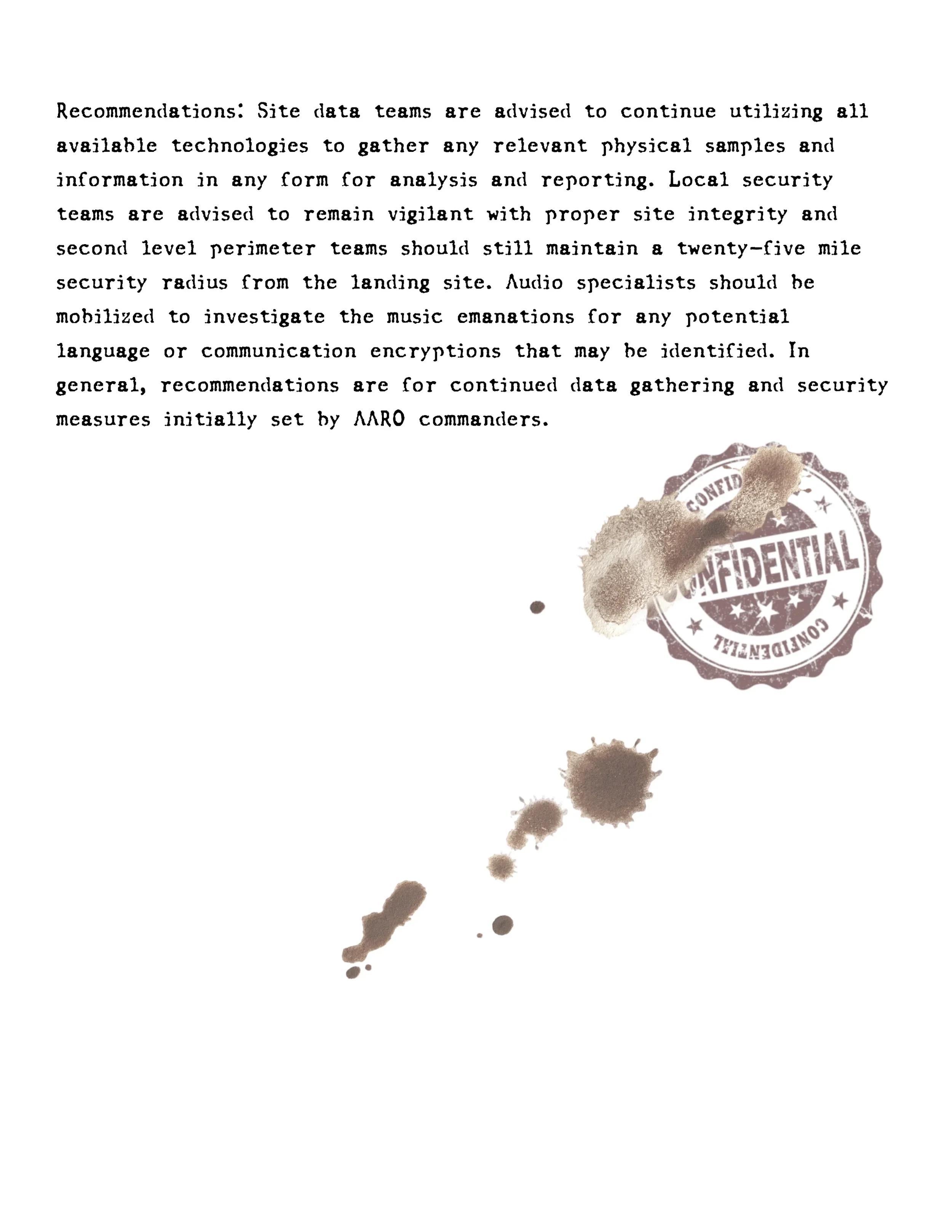 Joint Chiefs of Staff opperational brief detailing current Raging Eden contact status.