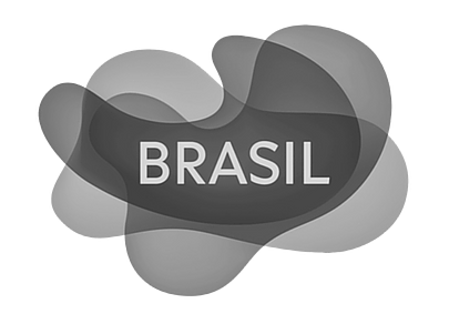 Black and white graphic with the word "BRASIL" in the center surrounded by abstract shapes. Hyperlocal World of Travel. Brasil Tourism.