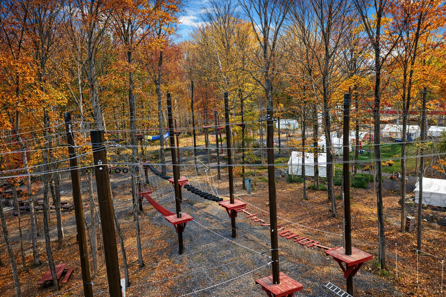 Autumn ropes course at Adventure Land NY