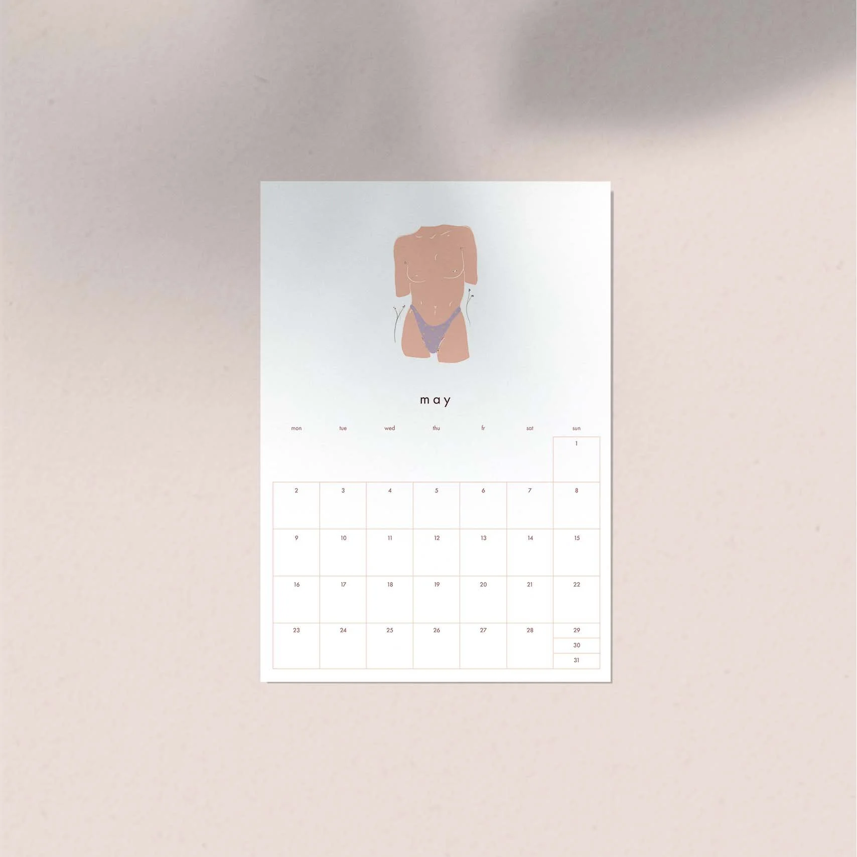 body diverstiy calendar sheet
