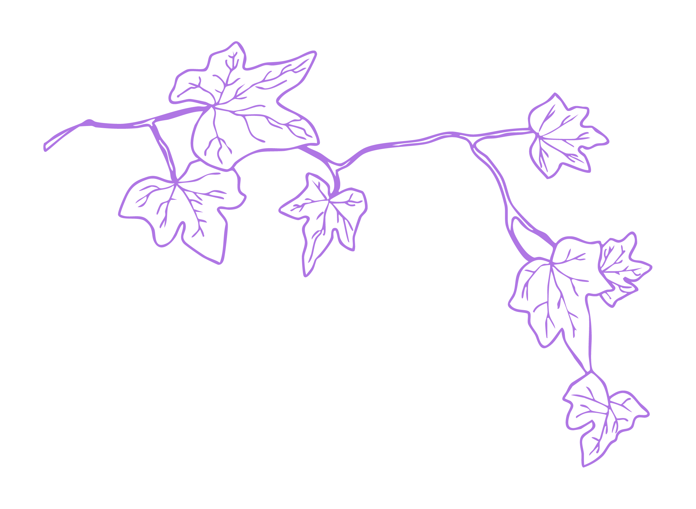 Neon-Outline einer Efeu-Pflanze mit Blättern auf schwarzem Hintergrund