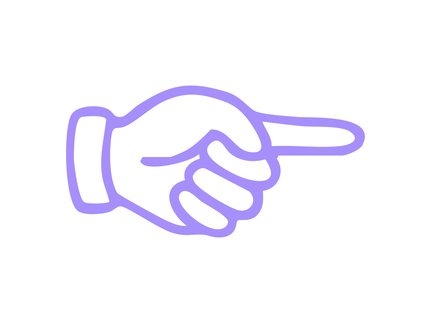 Eine stilisierte Illustration einer Hand, die nach rechts zeigt.